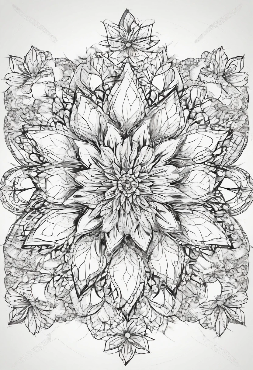 Blood-stained large flower mandala sketch pencil