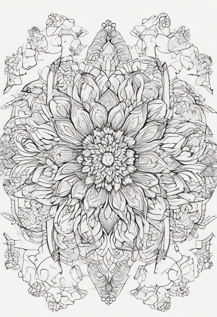 Blood-stained large flower mandala sketch pencil