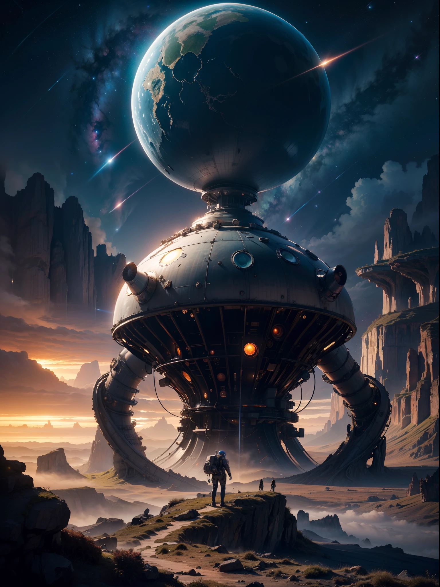 (best quality,4k,8k,highres,masterpiece:1.2),ultra-detailed,(realistic,photorealistic,photo-realistic:1.37),alien life,alien civilization,otherworldly,outer space,alien planet,advanced technology,mysterious landscape,cosmic exploration,intelligent beings,extraterrestrial organisms,alien flora and fauna,alien landscapes,unseen species,alien architectures,colorful and vibrant,bioluminescent plants and animals,interstellar travel,populated galaxy,alien habitats,extraterrestrial intelligence,breathtaking vistas,cosmic wonders,stellar civilizations,alien landscapes bathed in celestial light,surreal atmosphere,deep space exploration,unimaginable beauty,extraterrestrial discoveries,awe-inspiring encounters,distant horizons,endless possibilities,alien encounters,cosmic mysteries,diverse ecosystems,unfamiliar constellations,otherworldly skies