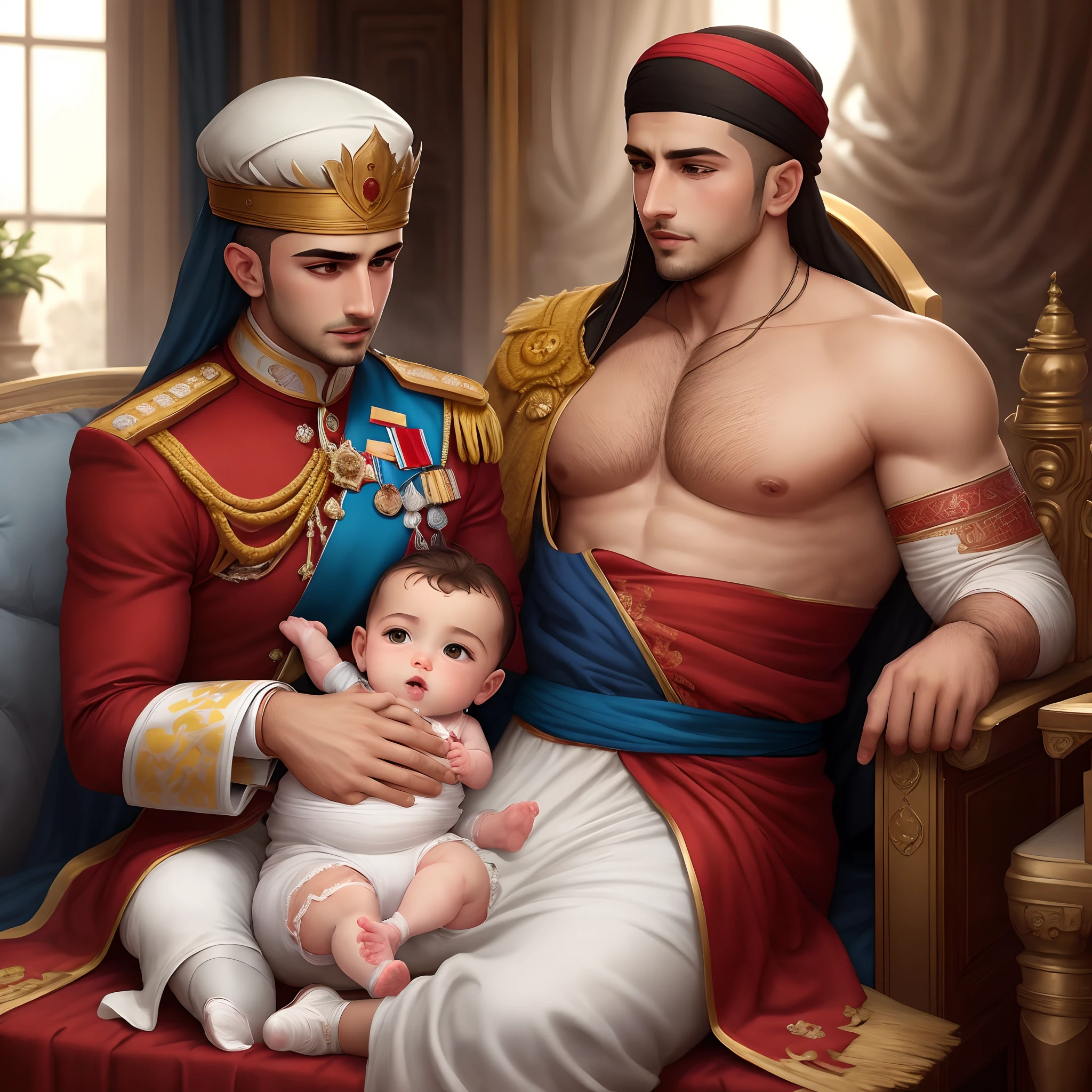 All sultan taking care of a prrince baby