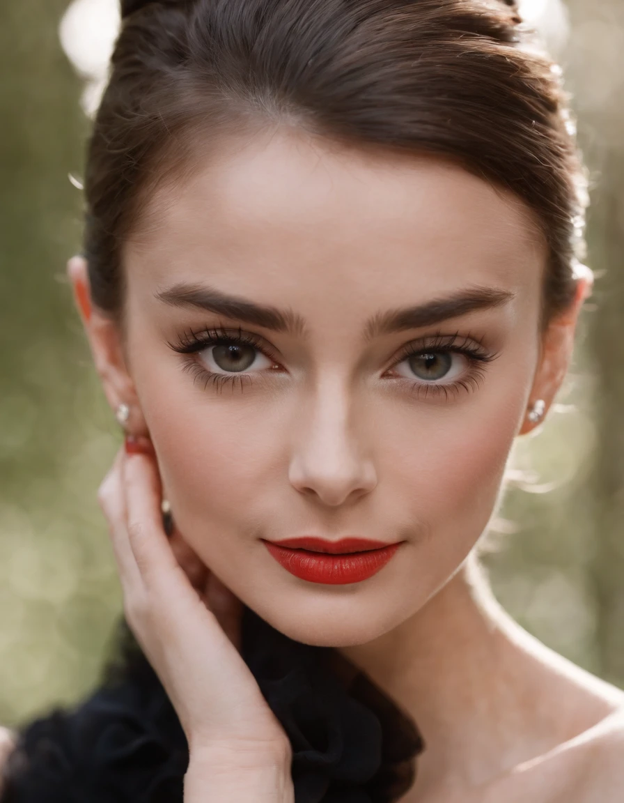 up close photo of 1girl, 30 years old, Glamour like Audrey Hepburn, ultra realista