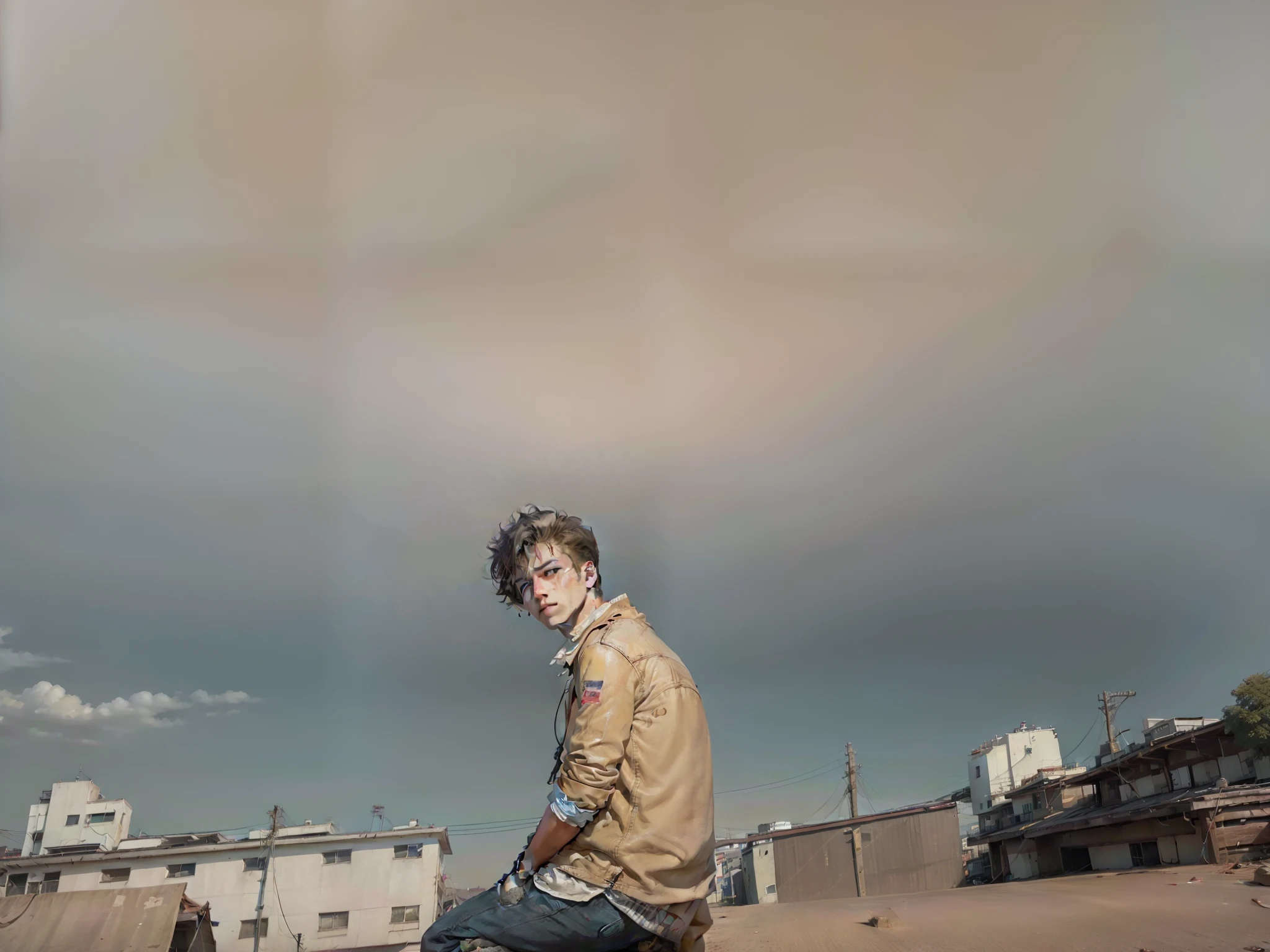 Change background syburpunk, handsome boy, realistic face, 8k, ultra realistic