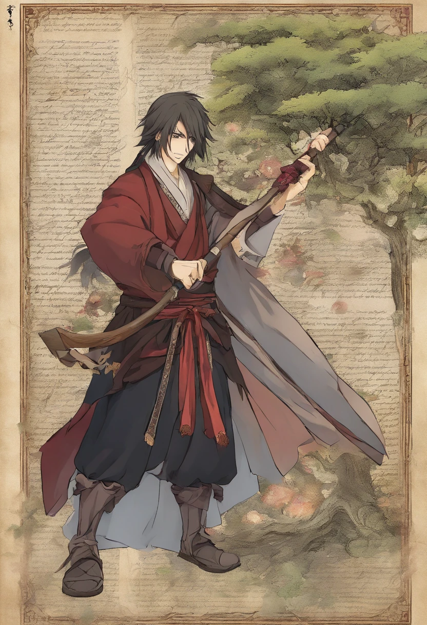Um Samurai dos animes cansado, perdido no tempo em um mundo de desordem; where principles, Values and good customs no longer exist and are no longer honors. sad and lonely, Living by Your Moral Code, Towards the long-awaited "virtuous death" he continues to walk, mesmo estando ferido, and with his shoulders girded in a deep spiritual depression. Desenhe com detalhes realistas e sem borrados.