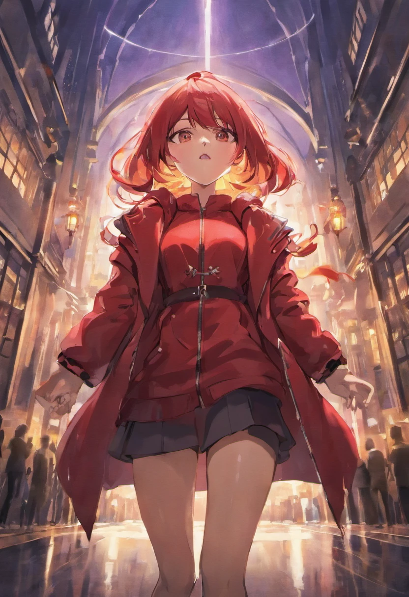 (Realistic:0.2), anime illustration, 1girll,, Red coat, Big Red Riding Hood, In Paris, France, sfv, Black pants, Black office shirt,, Carmen Sandigo,, Blue sky,, Long hair,, Dramatic lightning, lamp lights, epic lighting, light in face, The light from the back window is backlighted, Face light, face lit, Fill light, Fill light, ((Masterpiece)),   (Carmen_Sandigo_v1-1_Shulik-2000:0.6)