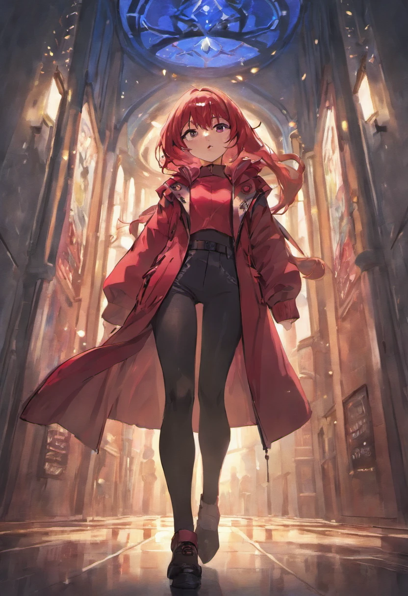 (Realistic:0.2), anime illustration, 1girll,, Red coat, Big Red Riding Hood, In Paris, France, sfv, Black pants, Black office shirt,, Carmen Sandigo,, Blue sky,, Long hair,, Dramatic lightning, lamp lights, epic lighting, light in face, The light from the back window is backlighted, Face light, face lit, Fill light, Fill light, ((Masterpiece)), (Carmen_Sandigo_v1-1_Shulik-2000:0.6)