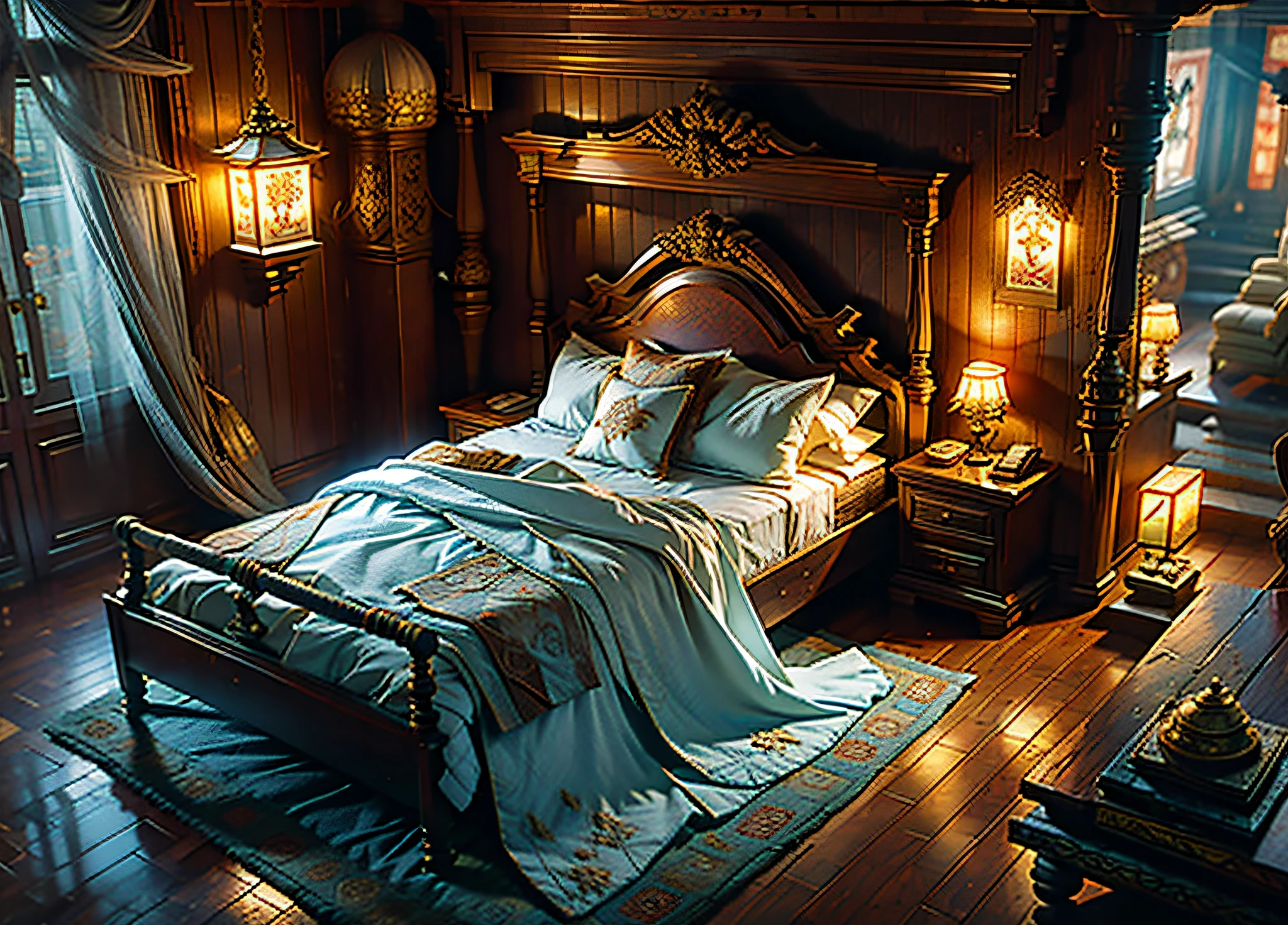 Scene graph，k hd，Ancient bedroom，Ancient royal palace bedroom，Beds，Bed tent，China-style