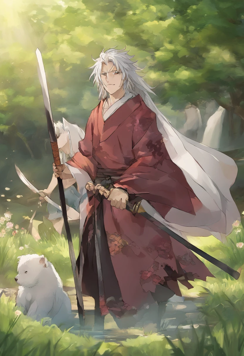 Um Samurai dos animes cansado, perdido no tempo em um mundo de desordem; where principles, Values and good customs no longer exist and are no longer honors. sad and lonely, Living by Your Moral Code, Towards the long-awaited "virtuous death" he continues to walk, mesmo estando ferido, and with his shoulders girded in a deep spiritual depression. Desenhe com fidelidade de detalhes mais precisos, realistic and blur-free.