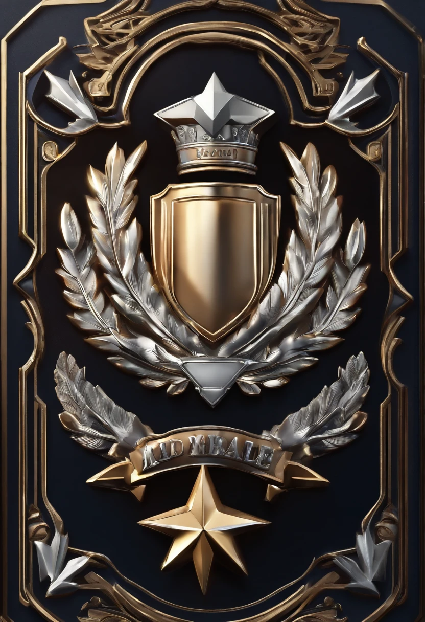 （Game achievement badge design），(In the middle of the medal is an arrow for the upgrade effect),silver medal，Flat 2D effect