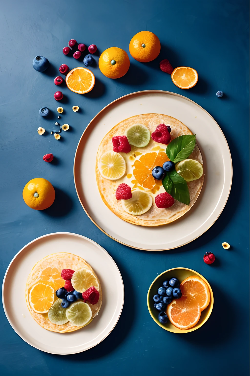 camera portrait, there are fruit and neatly cut on a table, plates of fruit, Orange fruit is sweet and beautiful from sight, natural morning light, on a dark background, high quality food photography, by Romain brook, by Juan O'Gorman, by Etienne Delessert, by Julian Allen, breakfast, radiant morning light, by Alexander Brook, by Jakob Gauermann, yummy, styled food photography