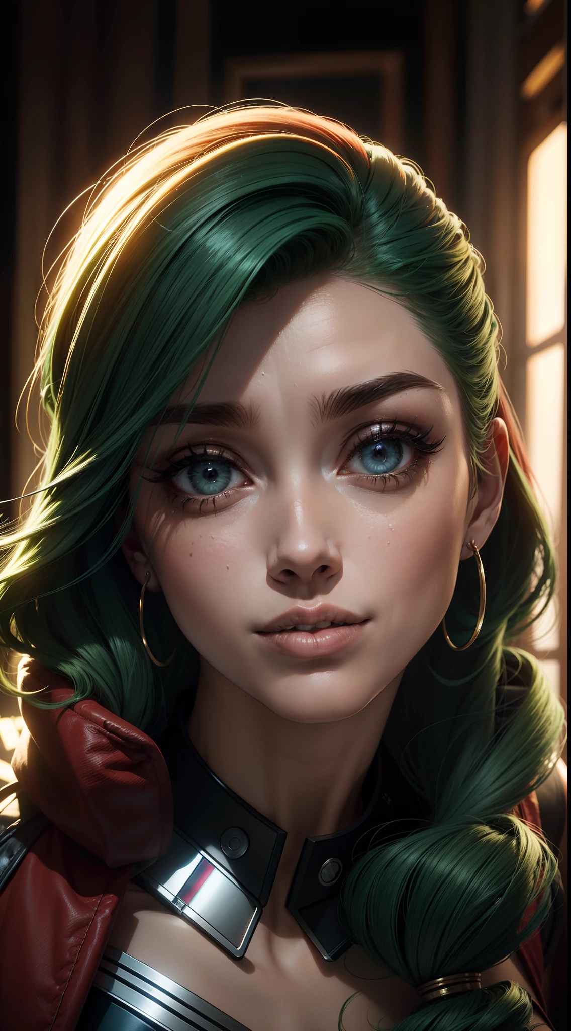 na cama, Liying em suas costas, kissing lips, foco facial, pele molhada, redhead, Green hair, Sardas, sorrindo ,cabelos longos e lisos, Juventude europeia, Corpo Perfeito, (Rosto detalhado:1.2), (Olhos detalhados:1.2), fotorrealismo da moda, fotografia, agudeza, unique 850 4, Koda850 k portrait camera, F1.6 lentes, Cor rica, textura hiper-realista, textura de luz espetacular, arte surreal, Cinestil 800 mecanismo de moda,