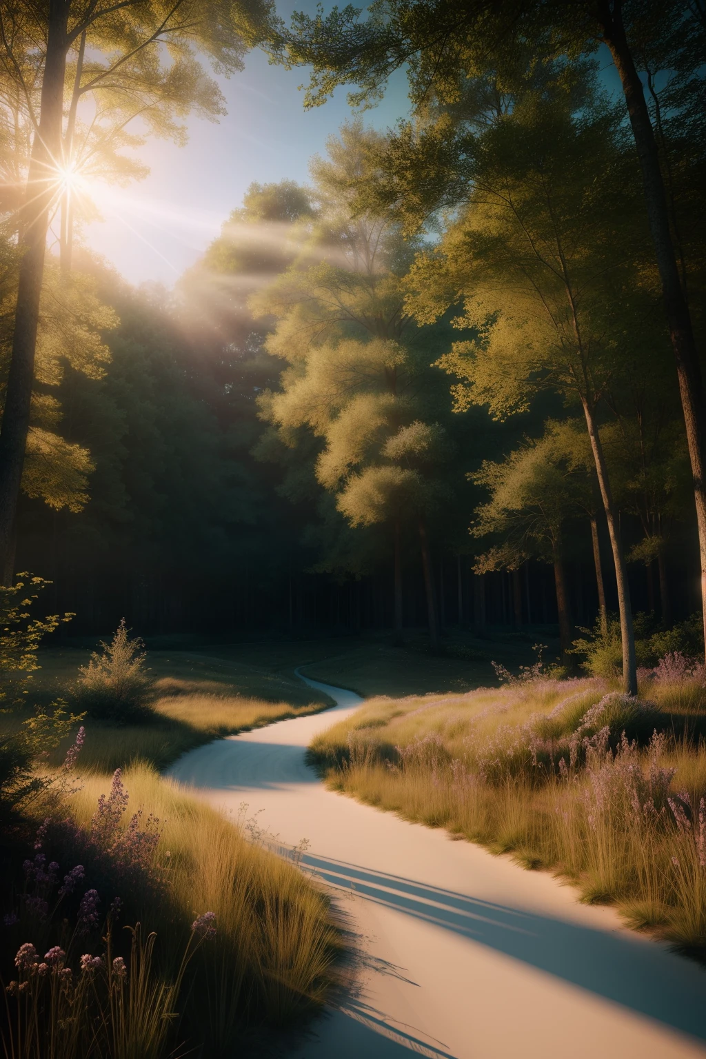 photography of a fantasy landscape, the sound of silence is deafening, deep thoughts, photorealistic, soft pastel colours, intricate, path tracing, illustration, insanely detailed, shadow mapping volumetric light, dramatic lighting, award winning photography
