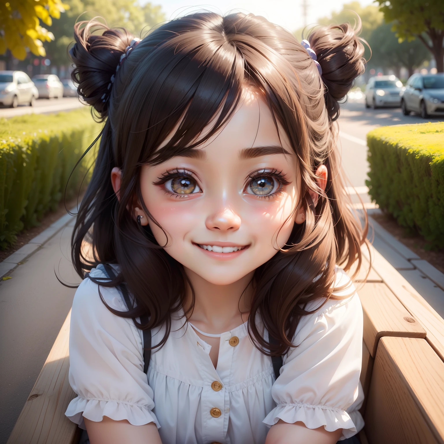 short-haired  girl eats ice candy full of her mouth