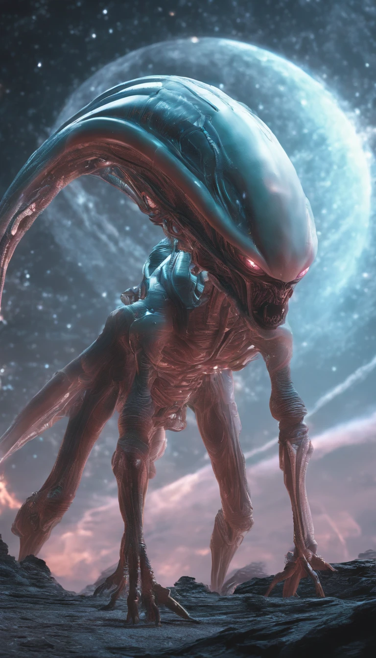 starrysky,Translucent ethereal aliens,中景 the scene is,Full body like, highly detailed surreal vfx,oc rendered,