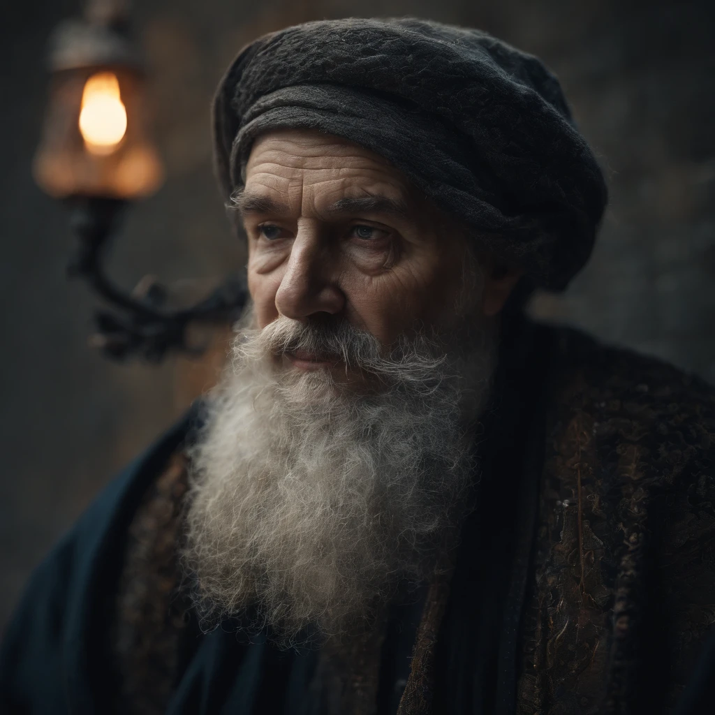 1200s. ily. Old wizard with a gray beard, A spell, There is spirit everywhere, Dynamic pose, Wind, Smoke, spark of light, Stars above the clouds, surrealism, Super realistic, Cinematic, pastel colour, Fantasy universe background