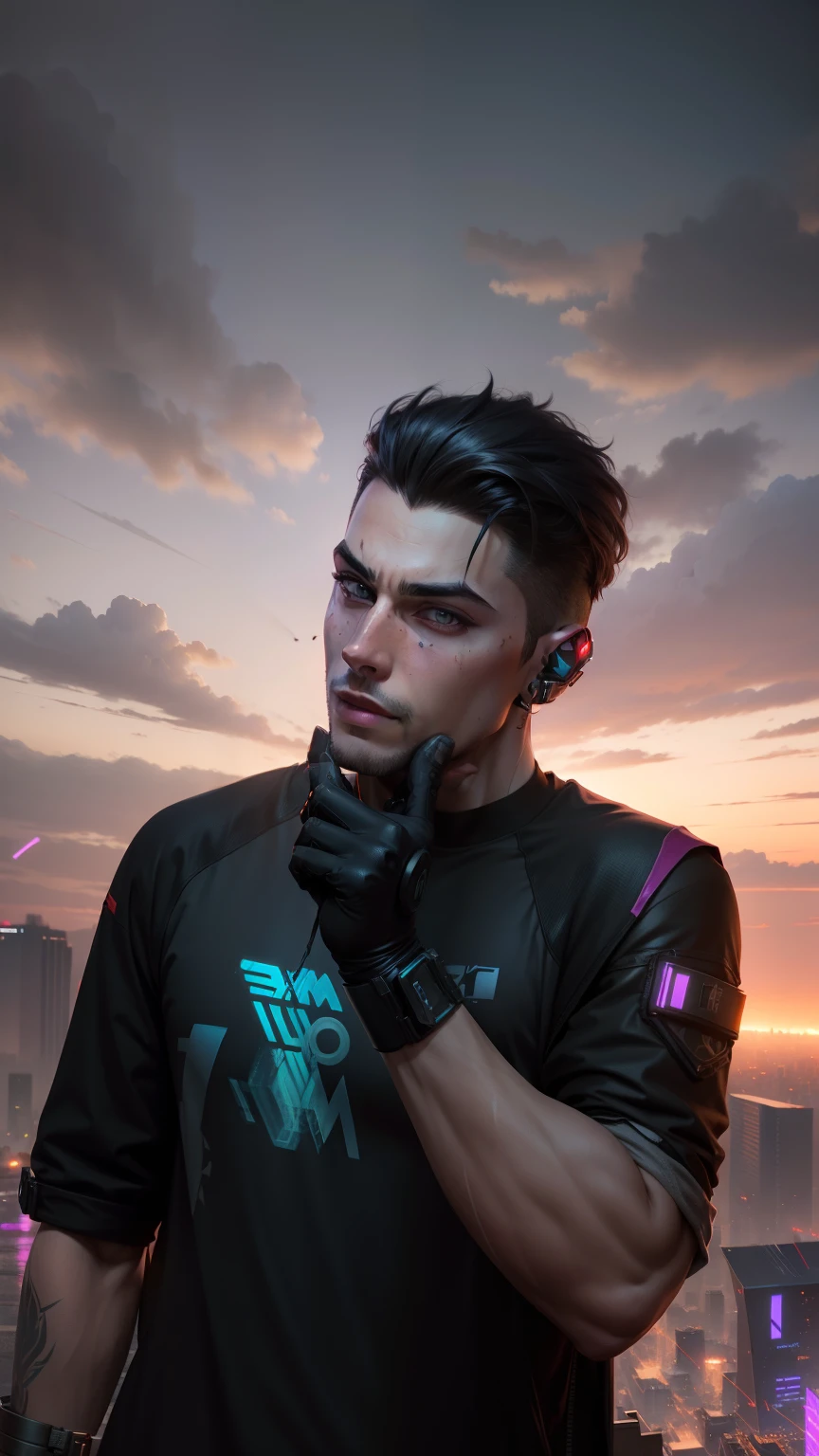 Change background cyberpunk handsome boy, realistic face, 8k, ultra realistic