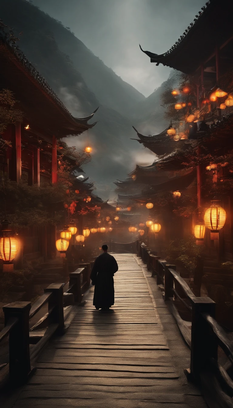 ((Masterpiece)),(Best quality)),Faraway view,There were twenty swords suspended in the air,A young Taoist priest,Infinite Sword System,Glow effects,Hyper-realistic,Ultra photo realsisim,Chinese ink style,8K,super-fine,high qulity