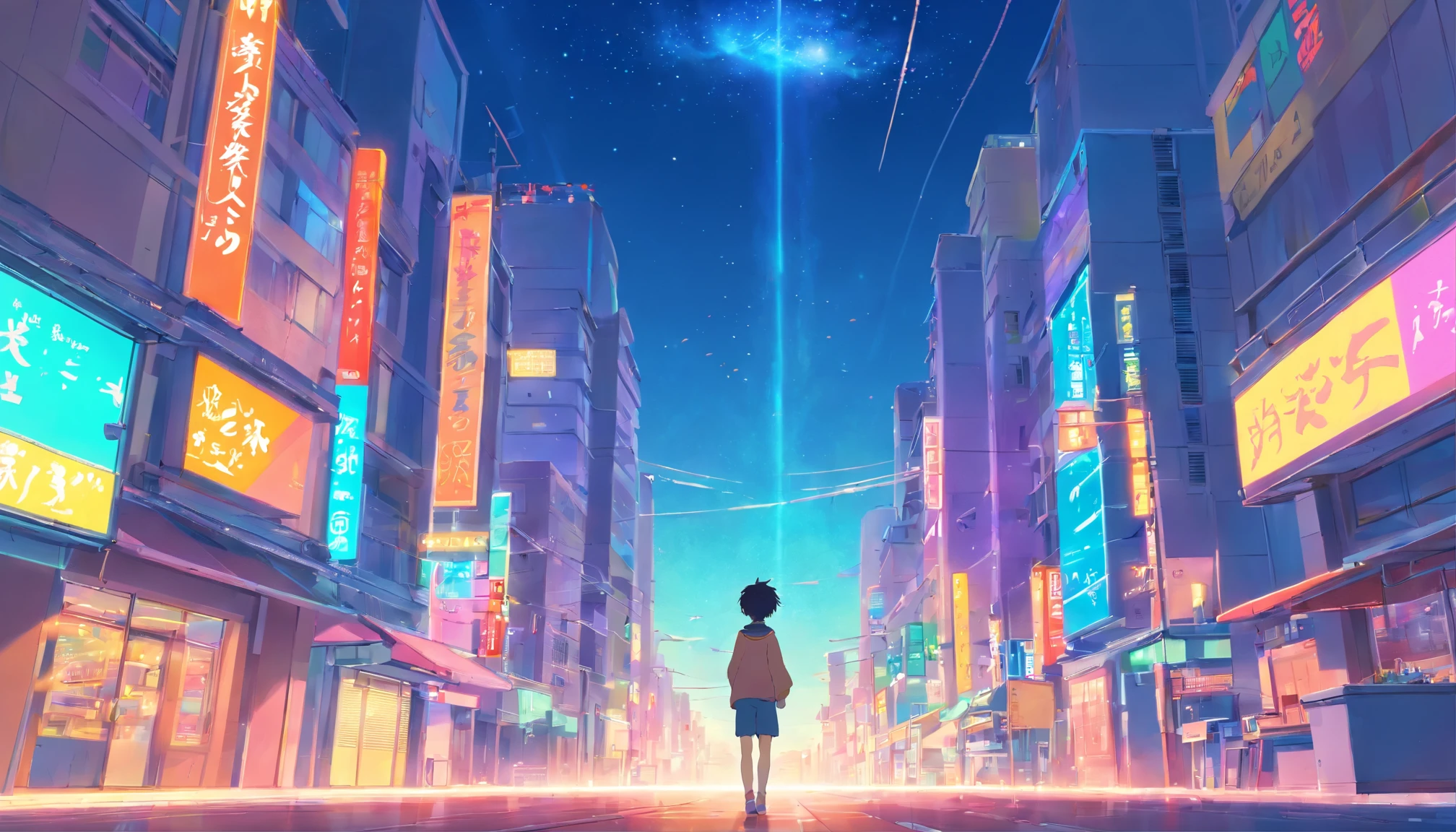 lofi boy, vibrant colors, colorful background