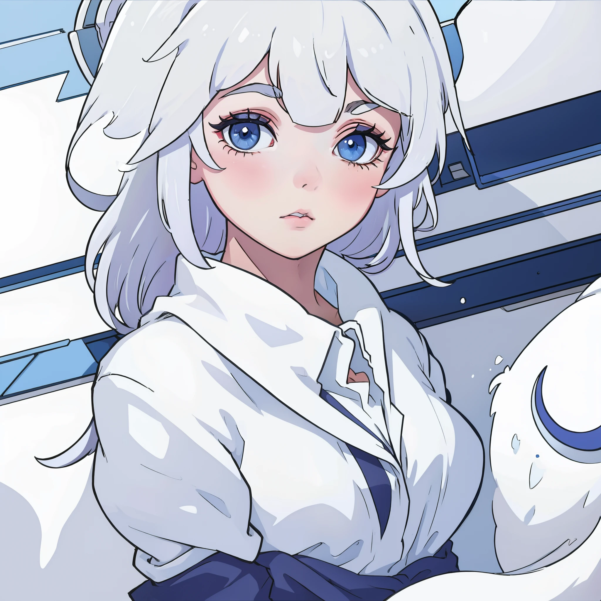 White hair, girls,Blue eyes