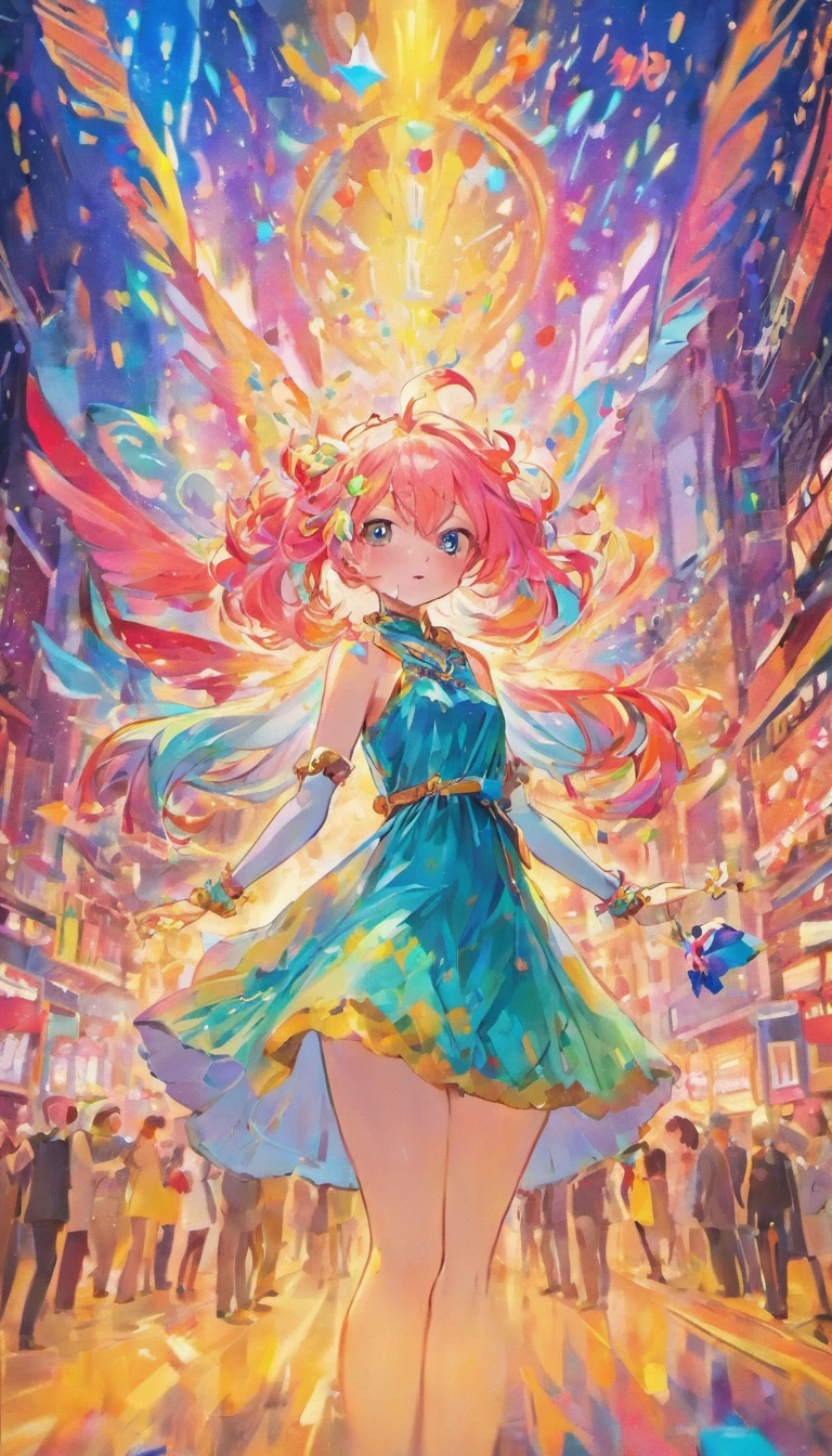 anime girl with colorful hair and a colorful dress, rossdraws pastel vibrant, rossdraws cartoon vibrant, style of anime4 K, a beautiful anime portrait, artgerm colorful!!!, ! Dream Artgerm, Beautiful anime girl, anime styled digital art, Anime art wallpaper 4k, Anime art wallpaper 4 K, Digital anime art, Extremely detailed Artgerm