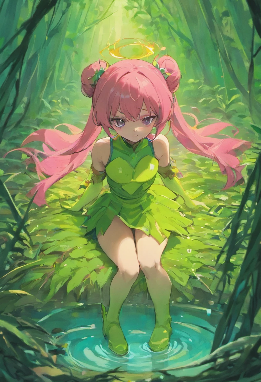 Transformation Heroine　Fluorescent pink leotard　Fluorescent Pink Mini Skirt　Fluorescent Pink Long Boots　Fluorescent pink gloves　Fluorescent pink cloak　justice　Green grass　poneyTail　Branded Hair　Sleeveless　A smile with shame　Western Boots　Full body painting　long boots　Raw feet　Poop sitting　pee　 　MuCoi　getting wet　White swamp up to the waist　Stuck in the swamp　White muddy　Ankles and buttocks dip into white mud　Deeper swamps　The ankle is hidden in the mud　Stuck in the swamp　Defecation　お漏らし　Dark underhair