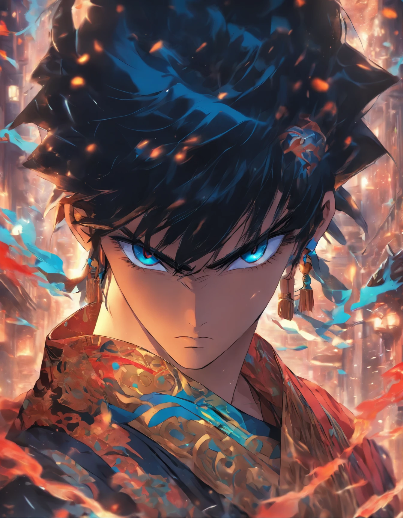 black hair, 1boy, beautiful face, beautiful eyes,short_hair, solo, ancient art, chinese