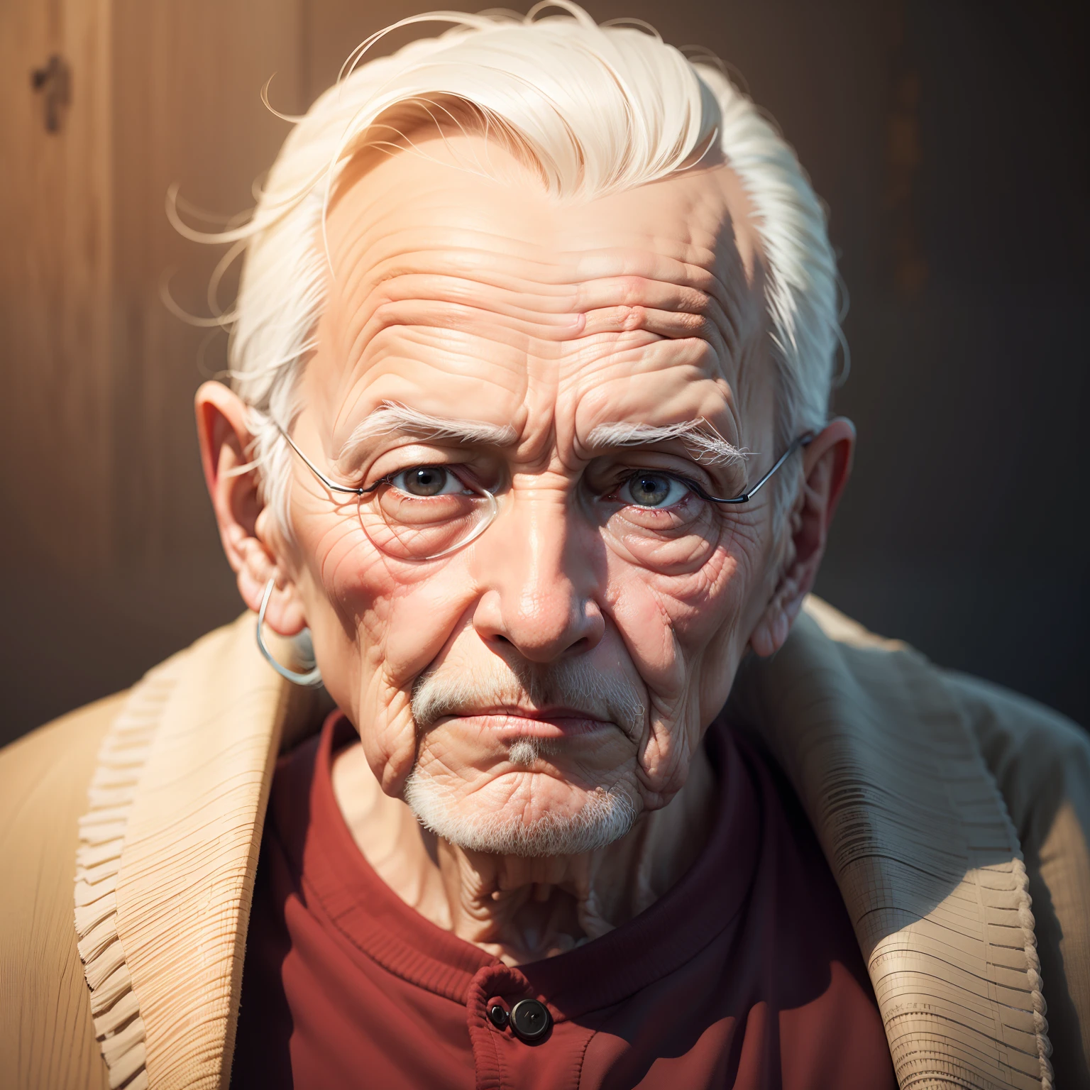 create a thoughtful old person's face