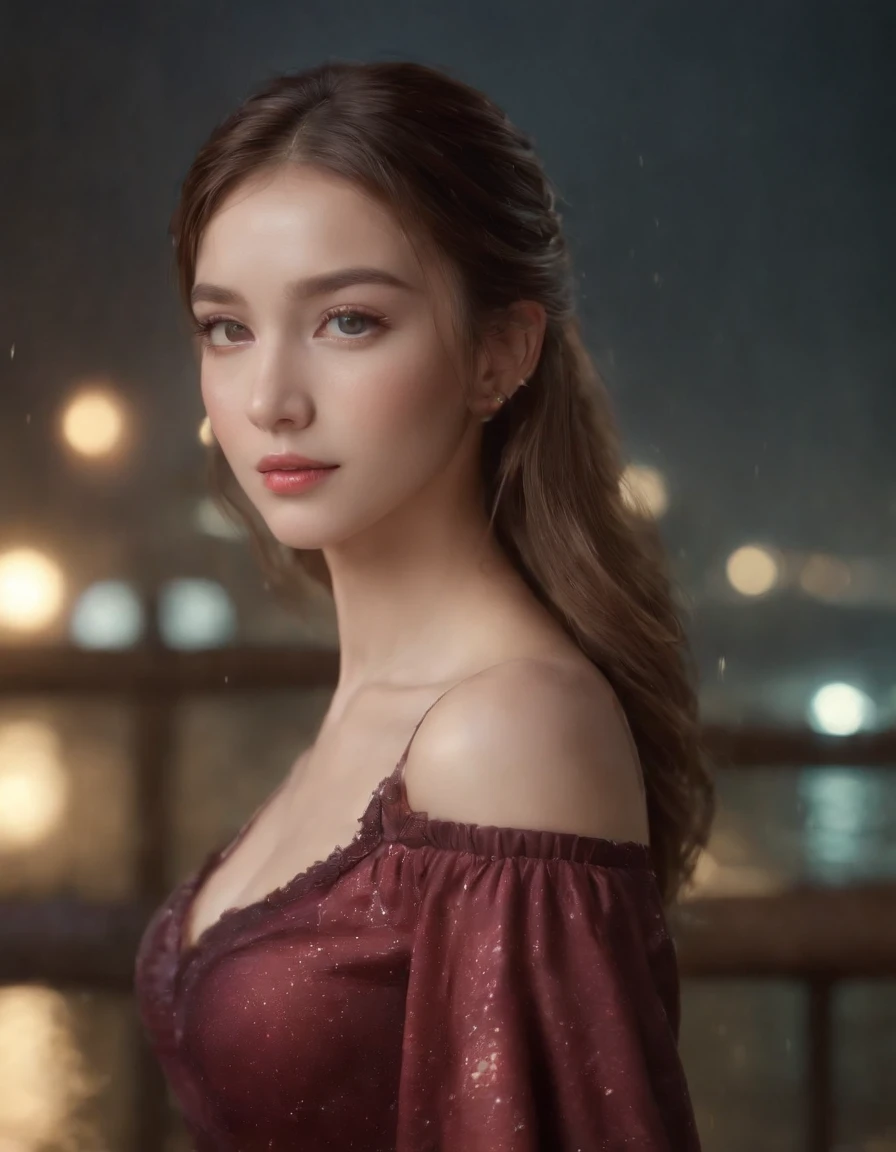 (Professional 3D rendering:1.3) of (Realistic:1.3) The most beautiful art in the world, Great place., Towering environment)), Full body 8k unity display, Action Shooter, skin pores, The light is very dark., Heavy Shading, Detailed, detailed face, (vibrant, photo-realistic, Realistic, breathtaking, dark, crisp focus, 10), (high-detail:1.4), digital painting, Octane display, art station, Concept Art, smooth, crisp focus, illustration, Nose Art, (loish:0.23), (Global Illumination, studio light, volumetric light), heavy rain, Particles float, ((Dark and ancient city background:1.3)),CGSesociety,Art Stations Random gestures, (An extremely delicate and beautiful work), (masterpiece), 1girls, Girl in shiny transparent dress, high-detail, Leaky waist, ponytail contorted, A charming expression, beautiful and clear eyes, green eye pupil, delicate necklace, delicate earrings, simple blurred background, extreme detail description, Beautiful, charming, ultra-fine painting, Subtle delicate face, Subtle shape, fine., Fine collarbones, Cute fine lips, Fine beautiful breasts, soft behind, mix4,(10, RAW photo, bestquality, masterpiece:1.2), (Realistic, photo-realistic:1.37),1girls,kawaii,city scape, nighttime, It's raining, wet, Professional lighting, photons mapping, radiosity, Physically Based Rendering,(Beautiful small hard:1.3),(Saw the head on the dress.:1.4),(glossy:1.5),(transparent:1.3),Blonde Hair.Full body