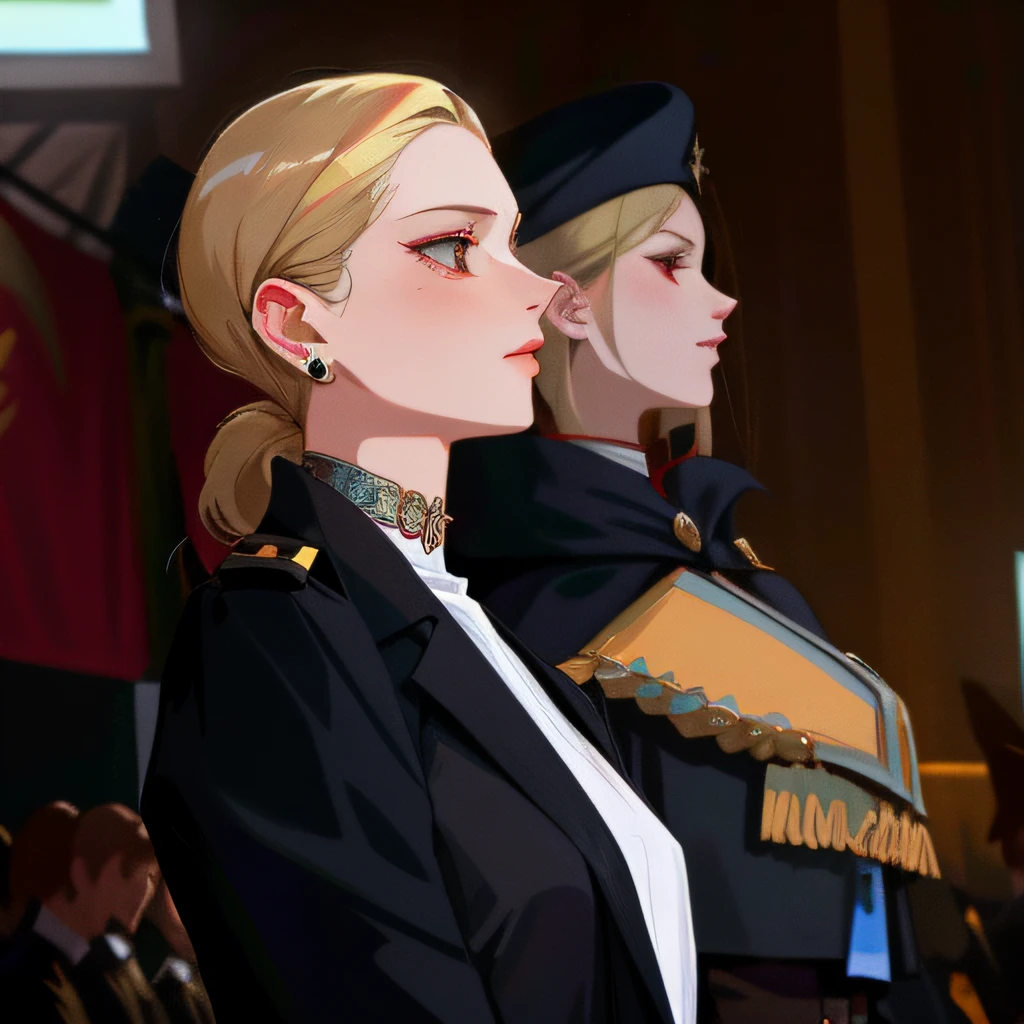 blond woman with piercings standing in front of a crowd of people, malika favre, simona sbaffi is the captain, magdalena radziej, valentina remenar, mina petrovic, alina ivanchenko, proud look, fernanda suarez, julia fuentes, caroline gariba, by Nándor Katona