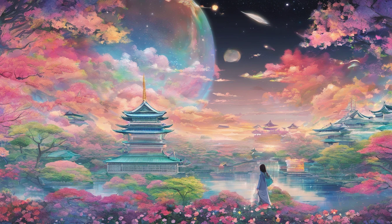 comic strip，Manhwa Style，Cartoon Split，starrysky，Translucent ethereal aliens，中景 the scene is，Full body like， highly detailed surreal vfx，oc rendered，