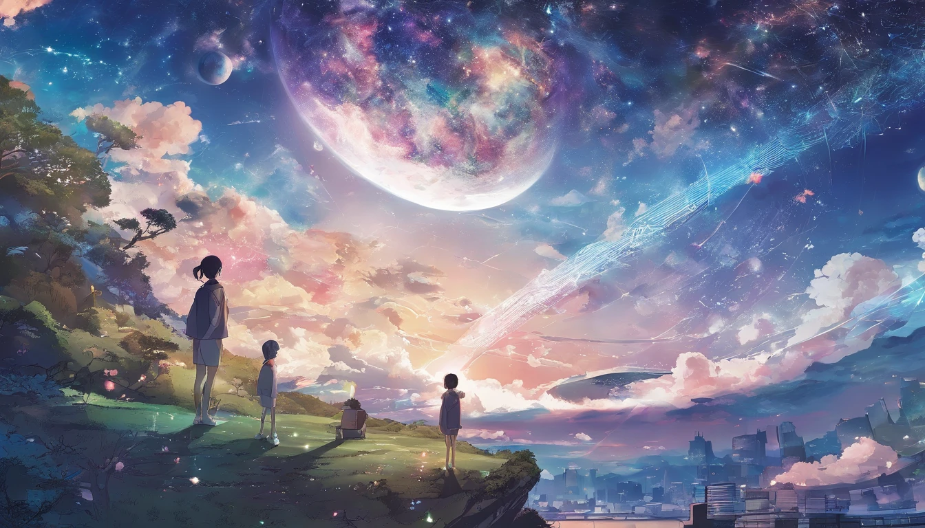 comic strip,Manhwa Style,Cartoon Split,starrysky,Translucent ethereal aliens,中景 the scene is,Full body like, highly detailed surreal vfx,oc rendered,