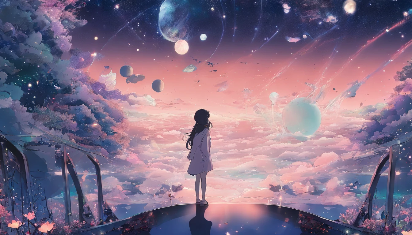 comic strip，Manhwa Style，Cartoon Split，starrysky，Translucent ethereal aliens，中景 the scene is，Full body like， highly detailed surreal vfx，oc rendered，