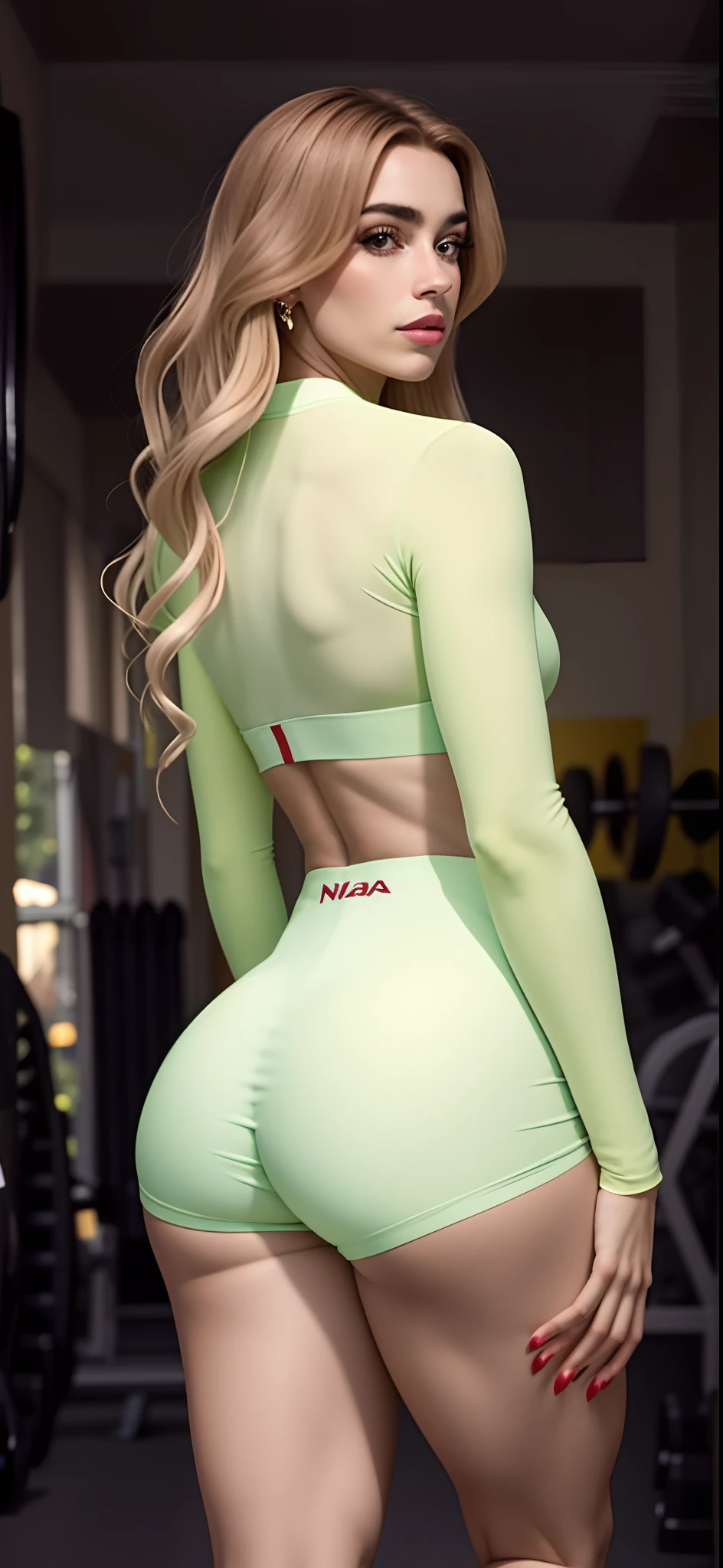 uma mulher linda, Supermodelo brasileira, brasileiro, na copa do mundo, fernanda suarez, Caroline Gariba, Ana de Armas, colombiano, Malika Favre, linda senhora, julia sarda, 🇺🇦, Parece Fabiula Nascimento, Dua Lipa, Mulher mexicana bonita de top verde e shorts posando para uma foto, roupa apertada, traje apertado, thicc, two piece workout clothes, modelo fitness,  em forma, big booty, louro, corpo sexy, corpo quente sexy, verde pastel, ajuste apertado, perto de um magro, Corpo verde, vestindo terno apertado, Corpo Perfeito, Deusa loira, fotografia realista, fotografia, obra-prima, realista, Realismo, renderizado, Alto contraste, Arte Digital, fotográficorealista, trend in Artstation 8k HD, high definiton, circunstanciado, Realistic, detalhada, textura da pele, hiperdetalhada, Textura realista da pele, melhor qualidade, ultra high-resolution, (fotografia realista: 1.4), alta resolução, detalhada, fotografia crua, Crisp resolution, Nikon d850 filme, fotografia de stock 4, Kodak Portra 400 Camera F1 Lens.6, textura hiper realista, lighting dramatic, Unrealistic trend in Artstation Cinestill 800, RAW.