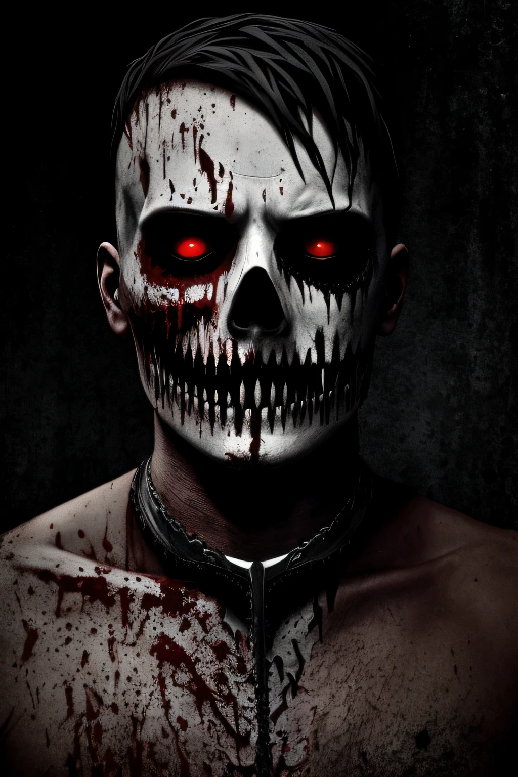 person who cut his throat with a razor... with eyes of terror, with the razor showing
cinematic style macabre horror film --auto