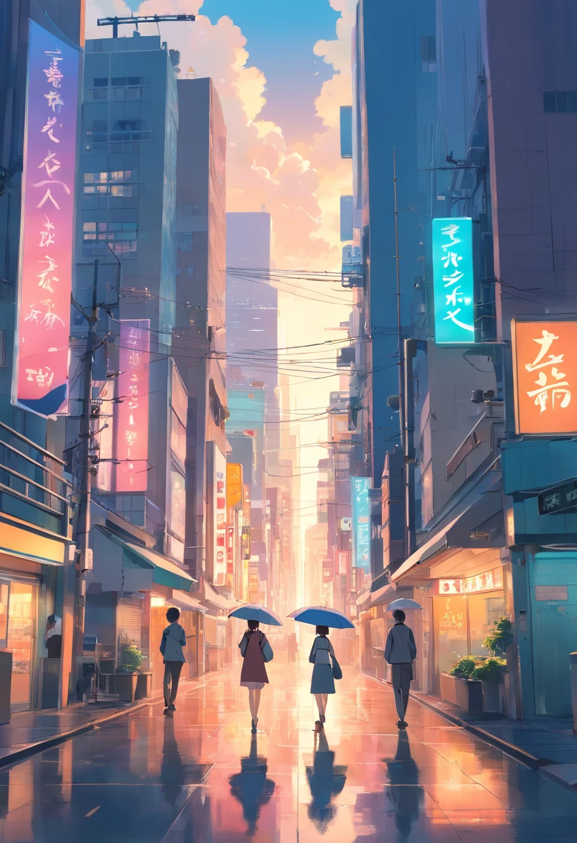 2000's Tokyo cityscape in turner style