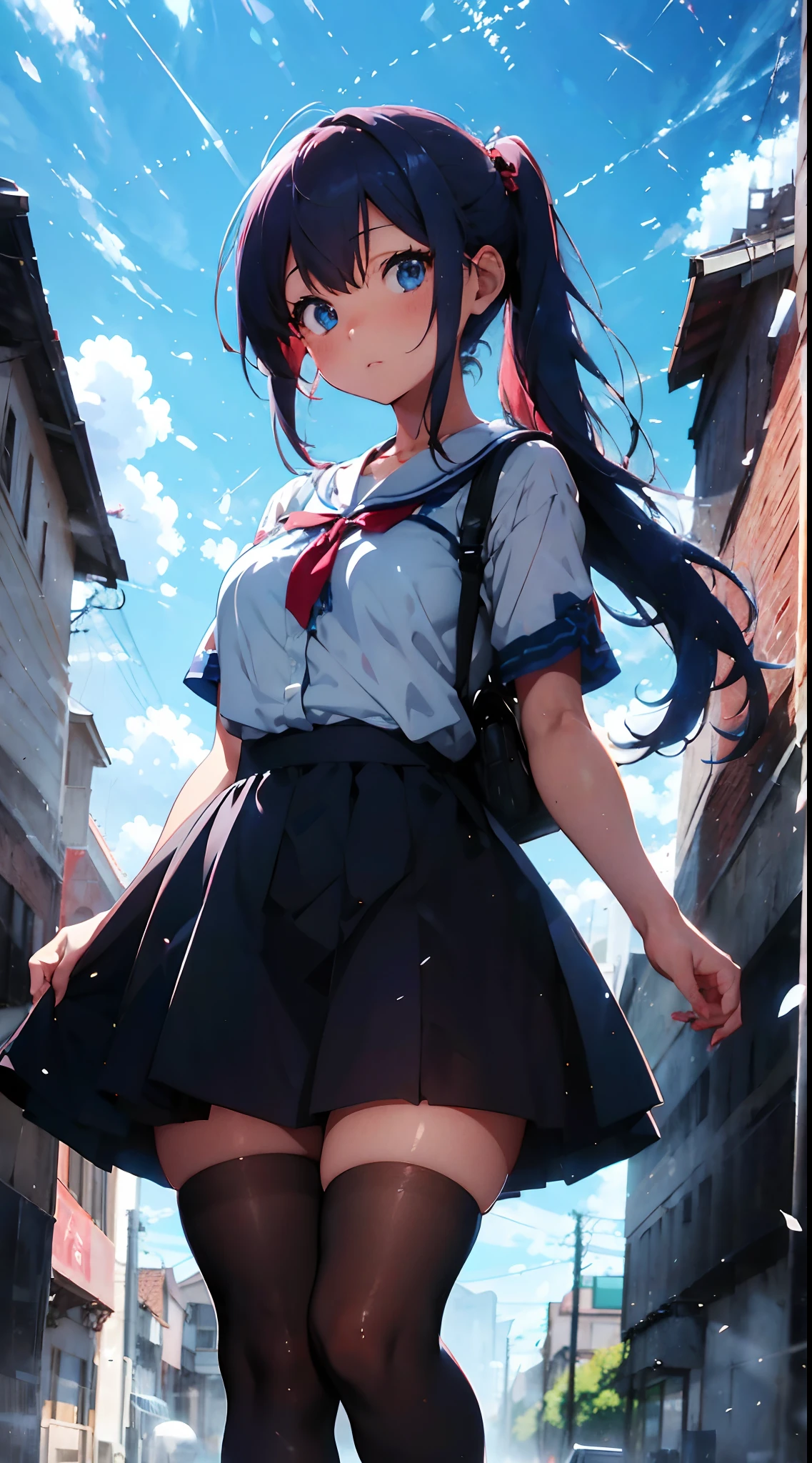 whole body picture,Wear a dyed skirt,Anime girl with colored hair and blue eyes, render of april, saori, close up iwakura lain, Rendu portrait 8k, render of a cute 3d anime girl, photorealistic anime girl rendering, Smooth anime CG art, close up of a young anime girl, anime visual of a cute girl, Also, Anime moe art style