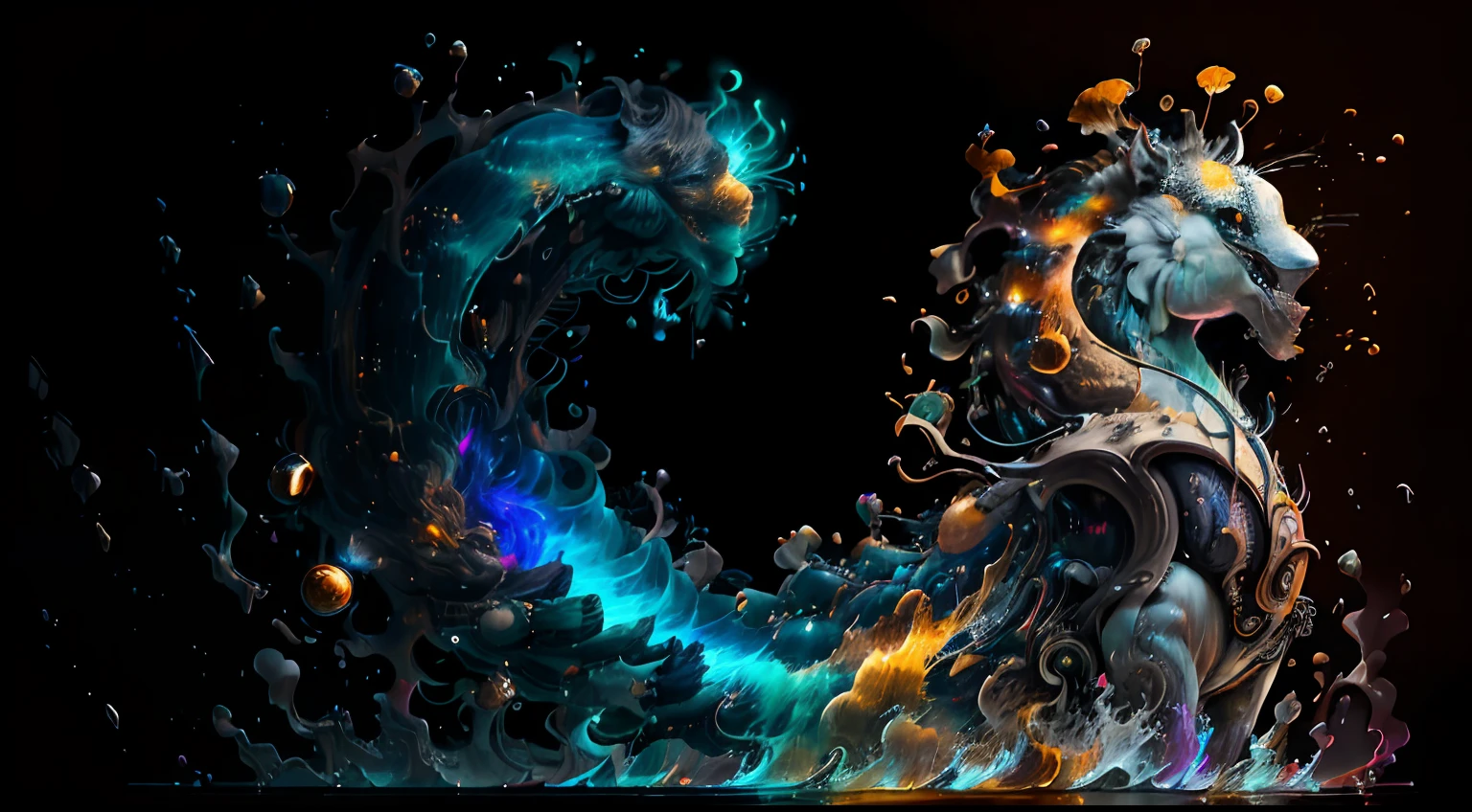 Obra de Arte abstracto en movimiento.Arte de Alberto Severo. Un primer plano de chorros y corrientes de metales preciosos fundidos que chocan entre si y forman , inmensas cantdades de gotas y chorros metalicos de oro, plata, cobre mercurio, que burbujean ,explotan ,remolinean y fluyen y ocupan todo el espacio, nubes de fluidos de colores metalicos dorados, plateados, cobrizos brillantes y tornasolados,burbujas tornasoladas, ,remolinos de gotas tornasoladas que giran y escapan.Crea una fascinante obra de arte abstracta con un enfoque en la fluidez y el movimiento. Utilice una paleta de colores rica y diversa, Blend tones seamlessly to evoke a sense of continuous movement, Background of psychedelic fuids in motion. Arte de los fluidos en movimiento