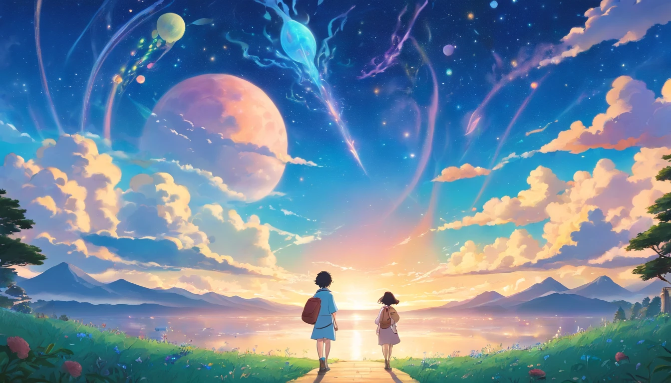 comic strip,Manhwa Style,Cartoon Split,starrysky,Translucent ethereal aliens,中景 the scene is,Full body like, highly detailed surreal vfx,oc rendered,