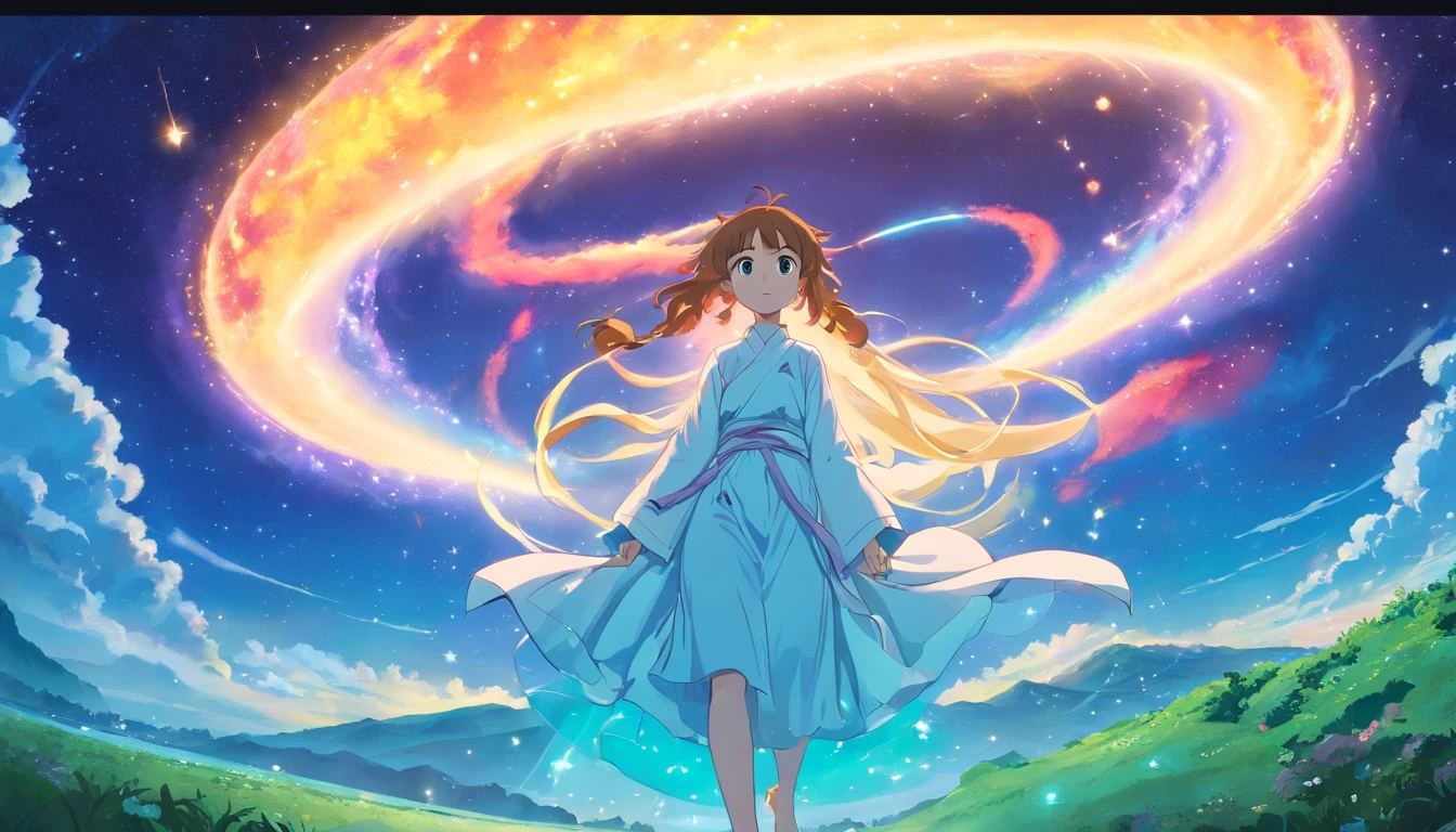 comic strip,Manhwa Style,Cartoon Split,starrysky,Translucent ethereal aliens,中景 the scene is,Full body like, highly detailed surreal vfx,oc rendered,