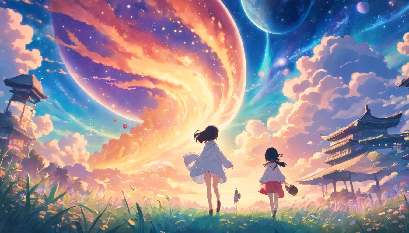 comic strip,Manhwa Style,Cartoon Split,starrysky,Translucent ethereal aliens,中景 the scene is,Full body like, highly detailed surreal vfx,oc rendered,