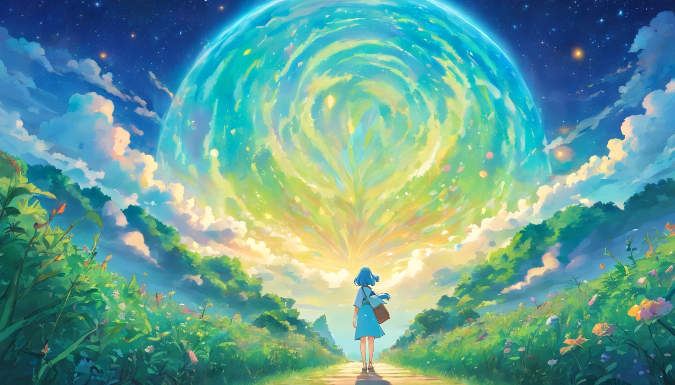 comic strip,Manhwa Style,Cartoon Split,starrysky,Translucent ethereal aliens,中景 the scene is,Full body like, highly detailed surreal vfx,oc rendered,