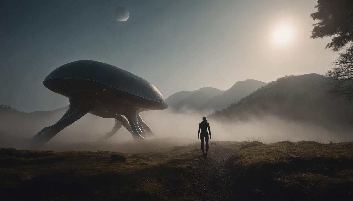 starrysky，Translucent ethereal alien creatures，中景 the scene is，Full body like， highly detailed surreal vfx，Hyper-realistic，Ultra photo realsisim，Real Photographics，8K，High definition，high qulity，Works of masters，super-fine，Smudge，ink，8K，super-fine，high qulity，（（（OC renderer）））