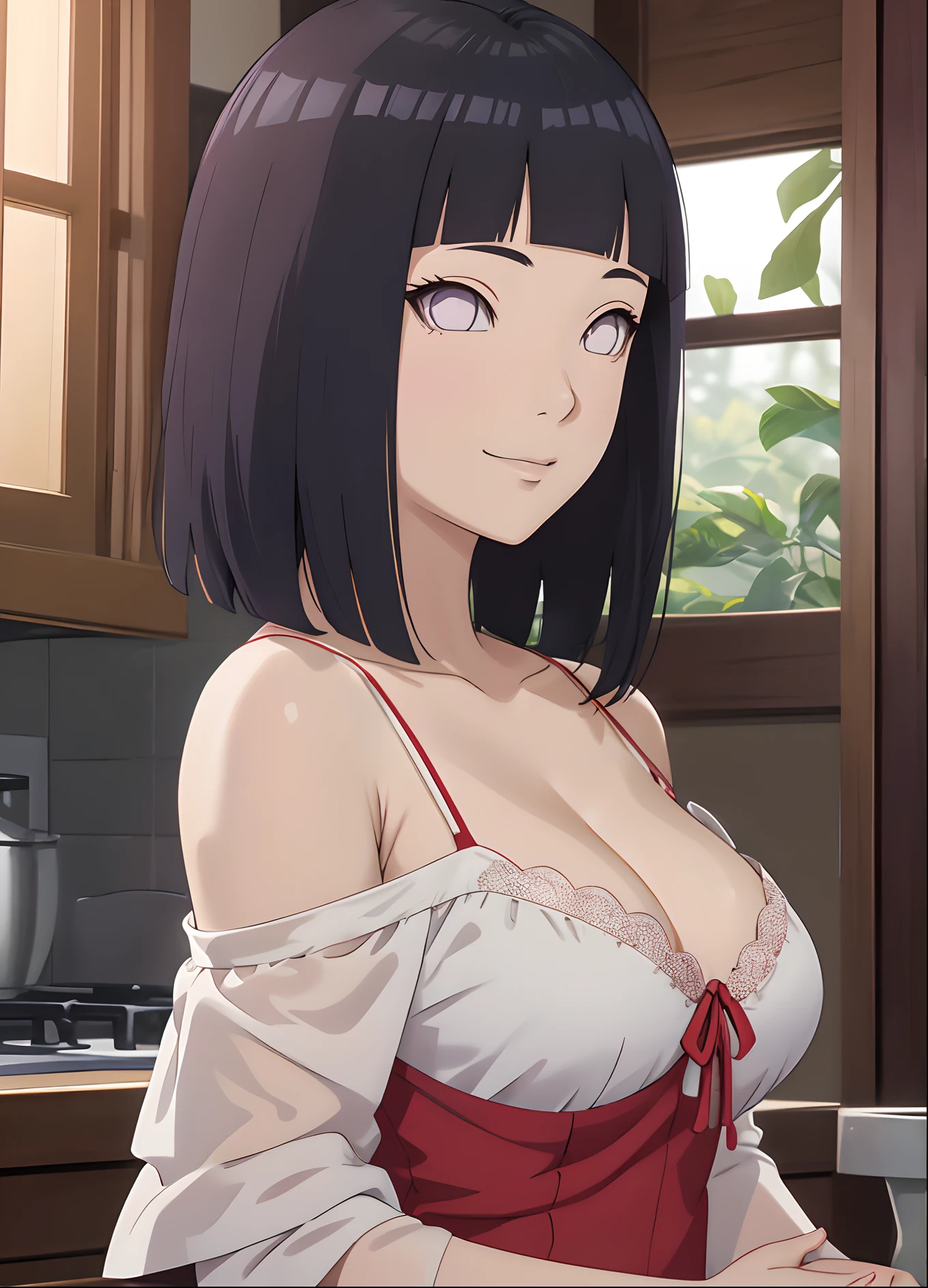 tmasterpiece， hoang lap ， （Complicated details），camisole （rich colourful），Off-the-shoulder attire，Large breasts，Lysis membrane illumination， the Extremely Detailed CG Unity 8K Wallpapers ， hyouka\（Boruto\）， 1girll， 独奏，Be red in the face，looks into camera，ssmile