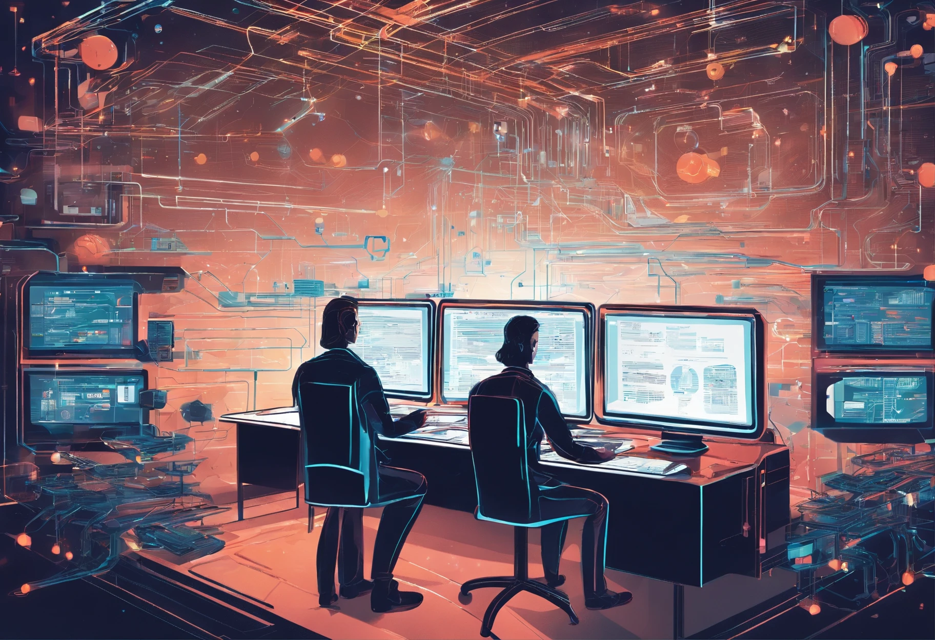 Data science and big data technology. Scientist computing, analysing and visualizing complex data set on computer. Data mining, artificial intelligence,"