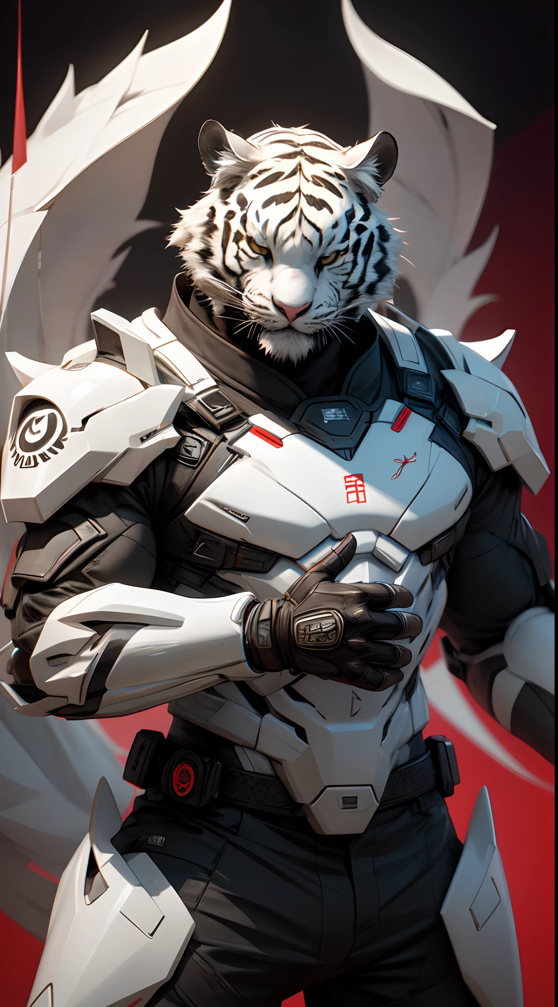 FUTURISTIC CHINESE WHITE TIGER MAN.