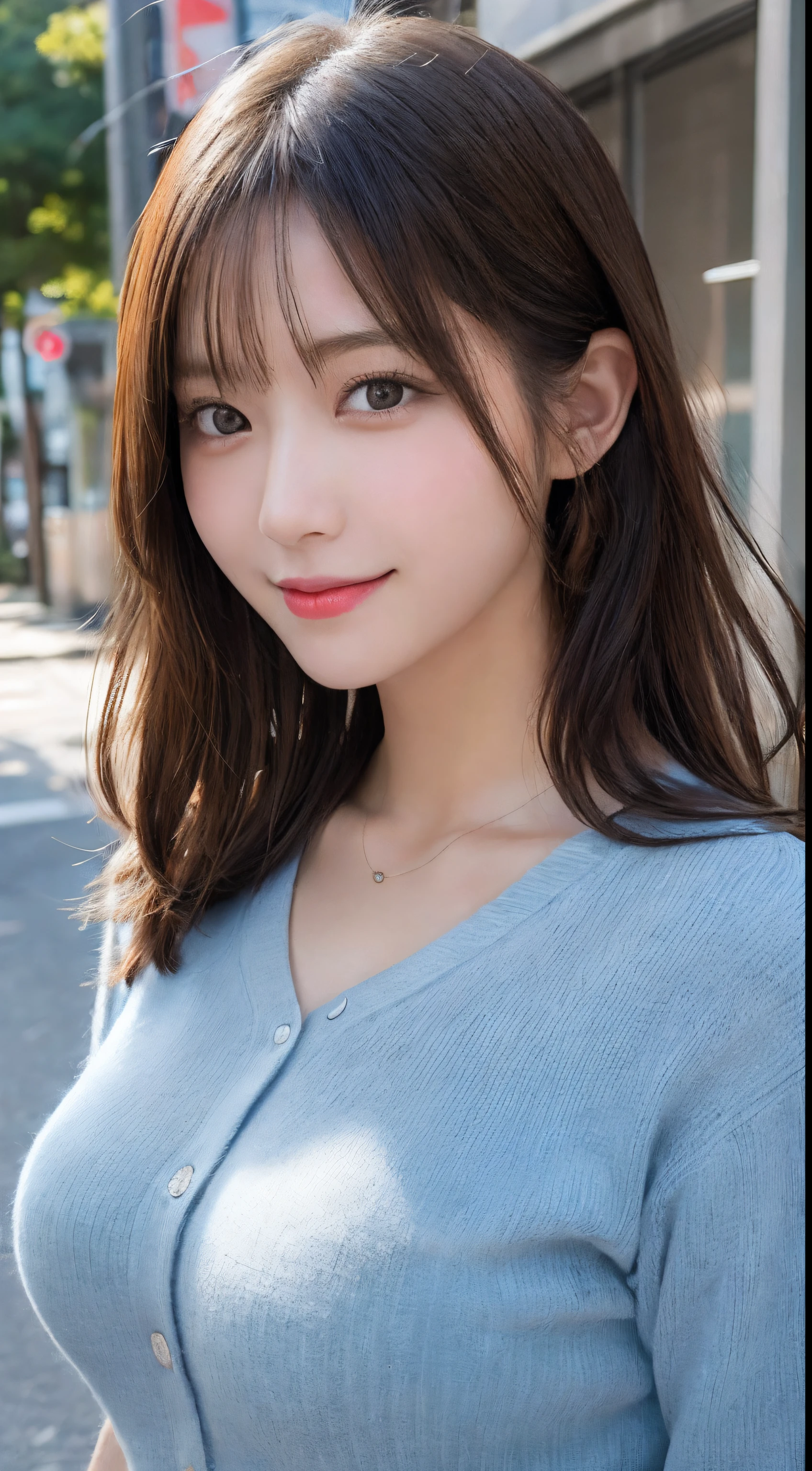 masutepiece, Best Quality, Illustration, Ultra-detailed, finely detail, hight resolution, 8K Wallpaper, Perfect dynamic composition, Beautiful detailed eyes, Women's Fashion Summer,Medium Hair,Small breasts natural color lip, Bold sexy poses,Smile,Harajuku、20 years girl、Cute、Sexy shot looking at camera