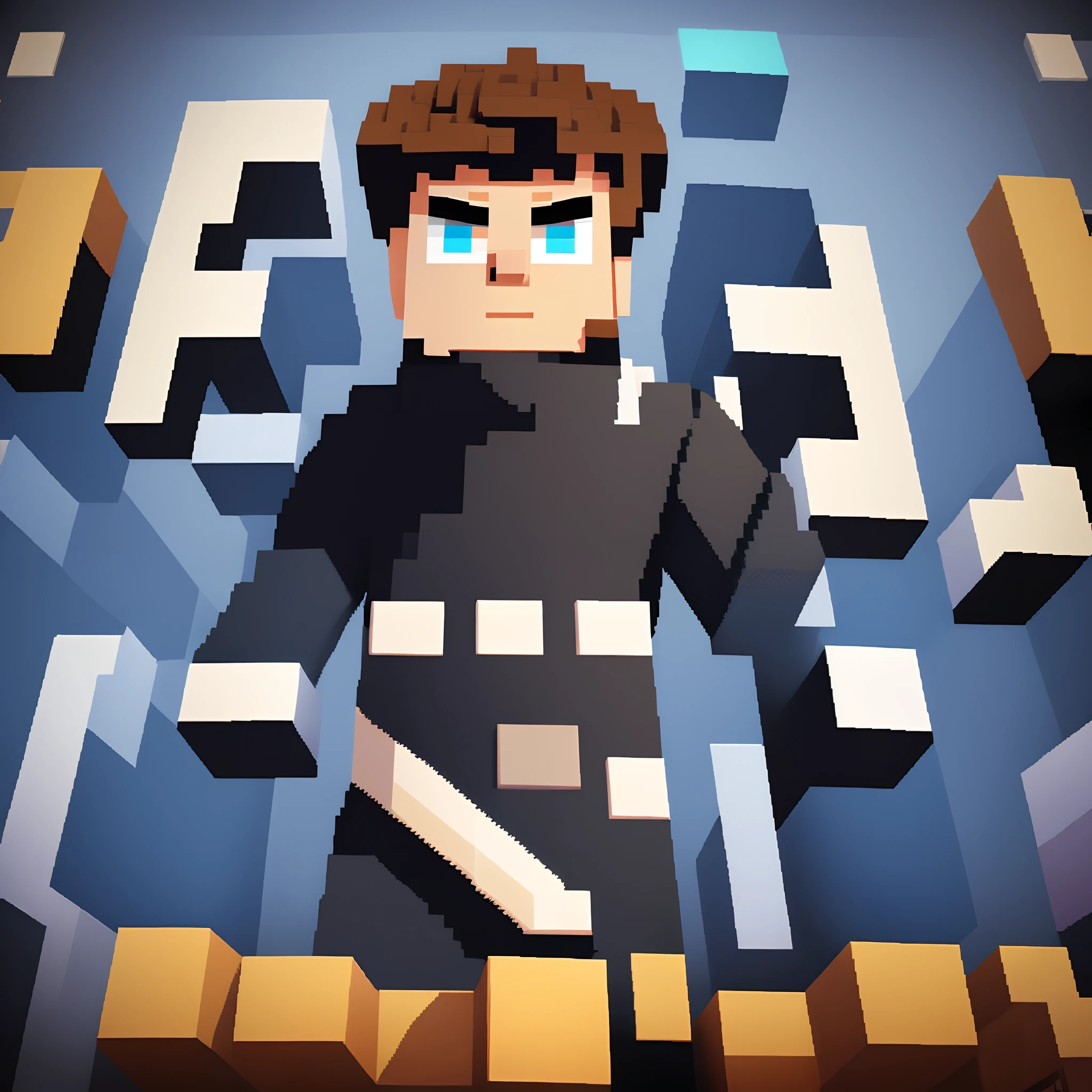 Pixel art minecraft black skin logo boy
