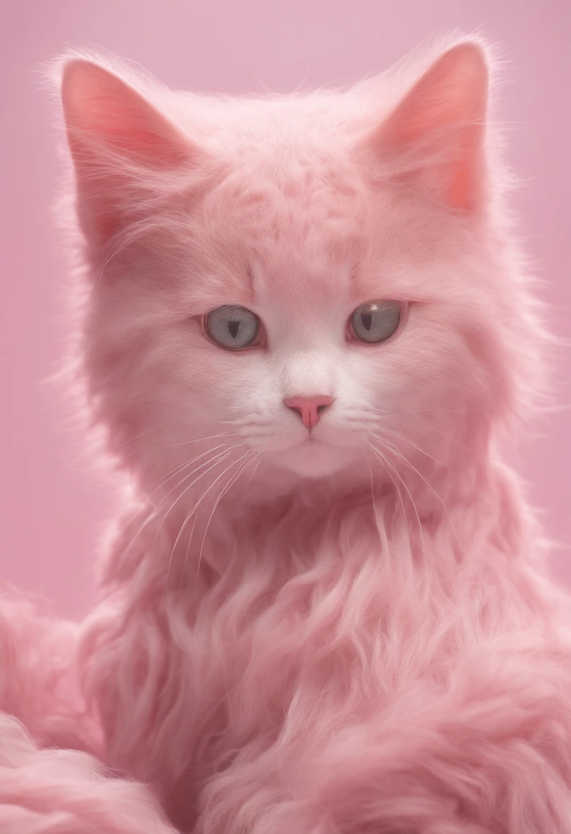 Light pink background，The main body is a cat，The hair details are delicate，Realiy，Cinematic texture，8k，