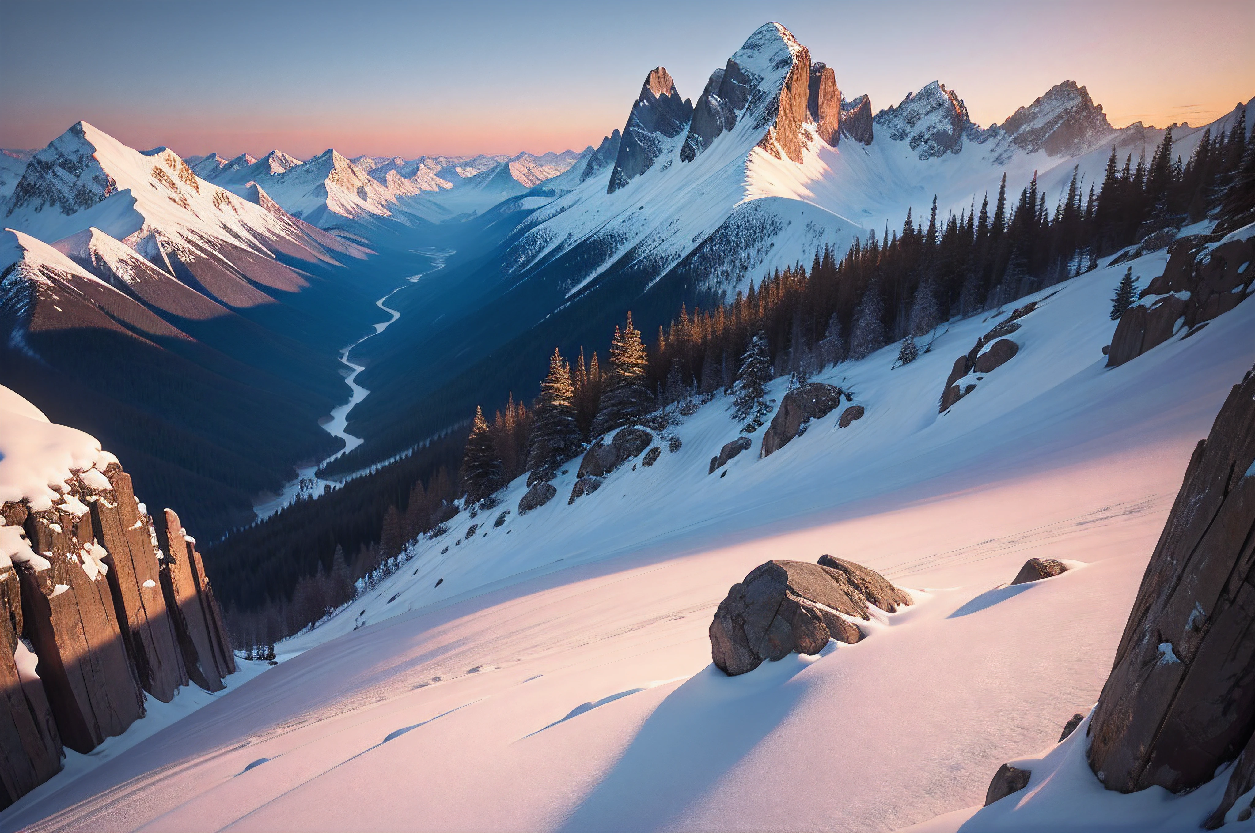 very high resolution, (fidelity: 1.4), photo, day, best quality, 8k, (masterpiece: 1.3), ultra realistic, sunset, spring, view from a very high mountain, very high mountains, you can see the peaks of other mountains, no snow, best quality, very high resolution, raw photo, bright diffused light, hyperrealistic, detailed nature,