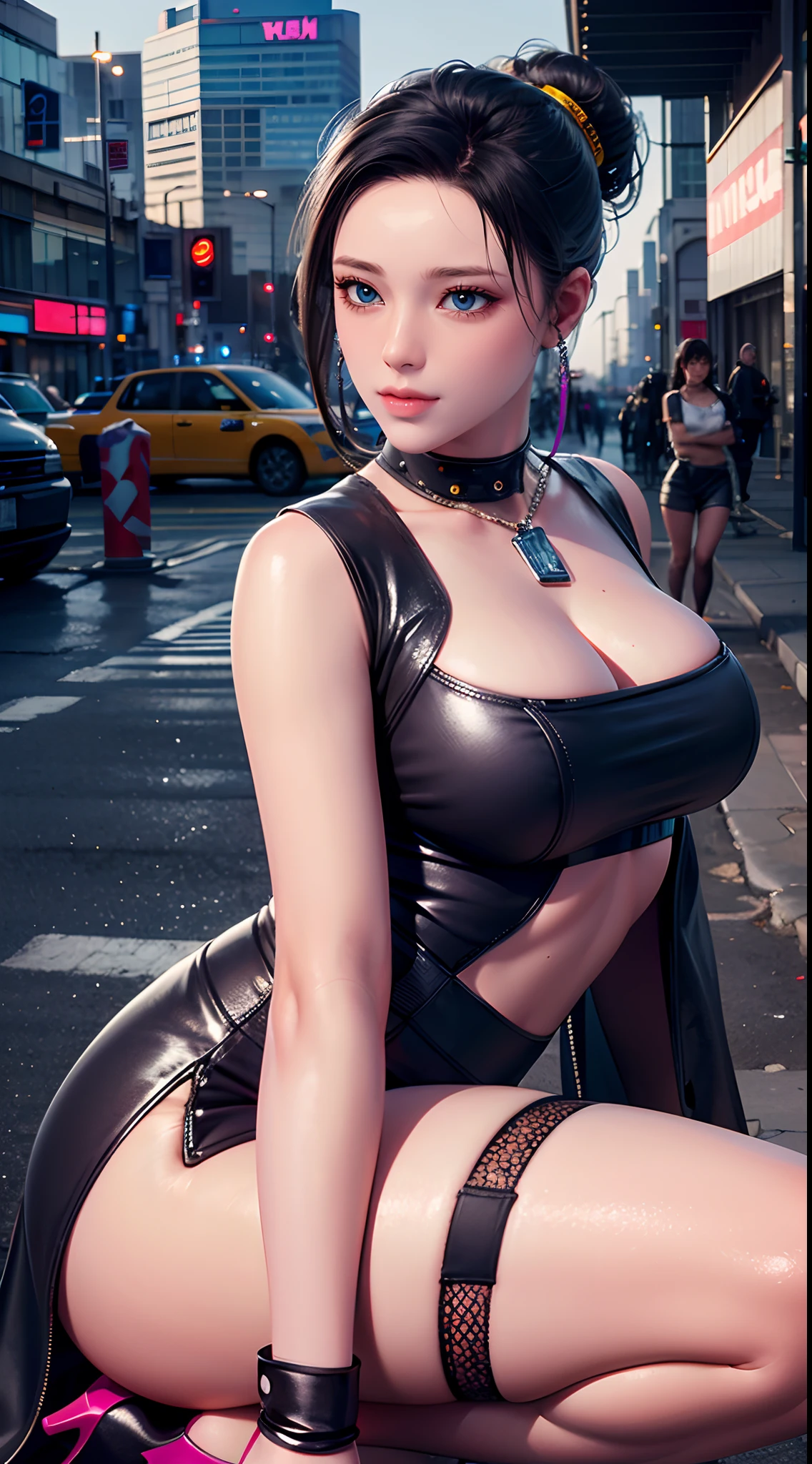 Cyberworld,lucy_Cyberpunk,Guanyin,((Masterpiece)),A high resolution, ((Best quality)),tmasterpiece,top-quality,best qualityer,((( looking at viewert, There is light in the eyes))),(((Light and shadow interlace,white skinned,laughingly,self-assured))),