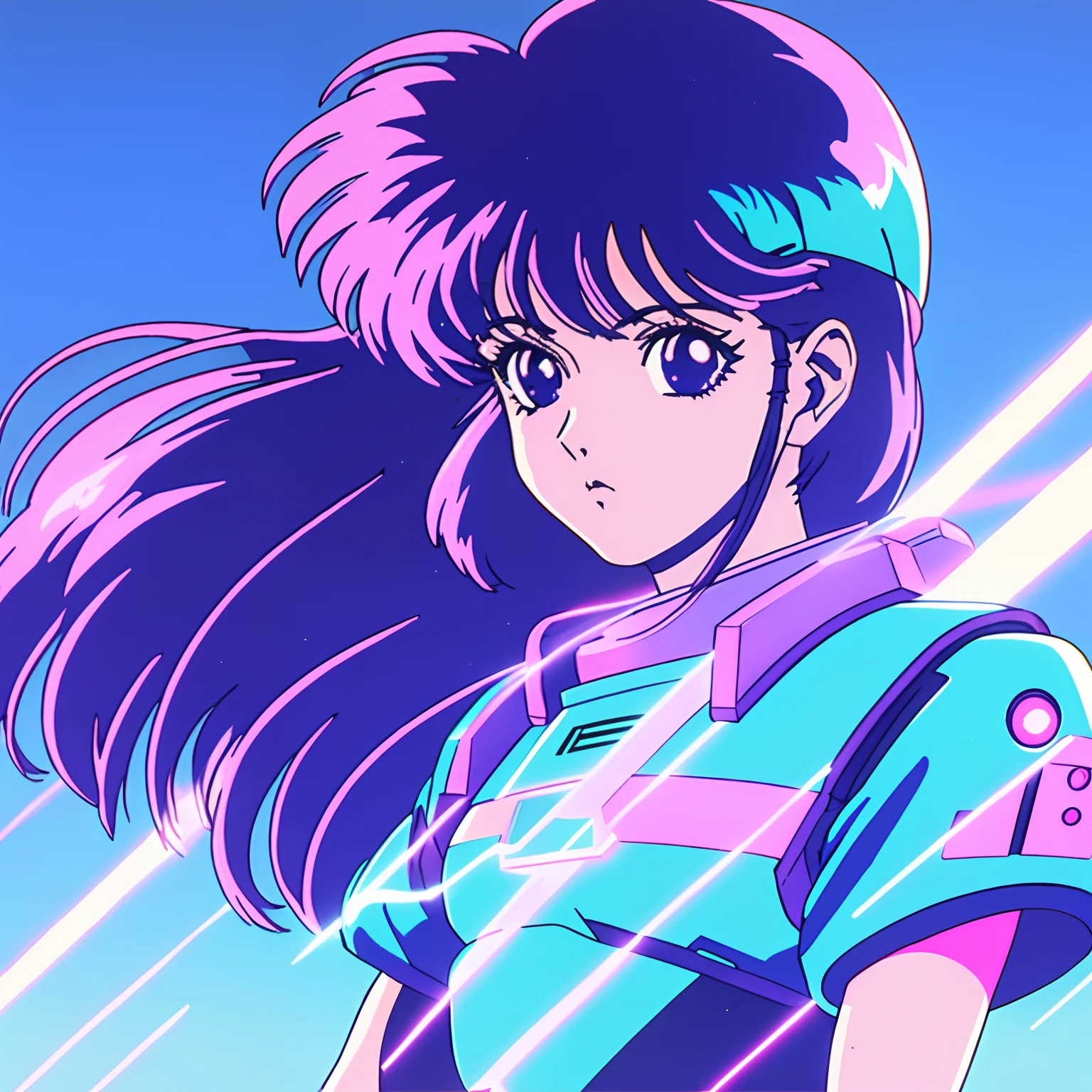 muted pastel colors, retro anime, 1990s anime, 1980s anime, brush strokes,
1 cyberpunk girl